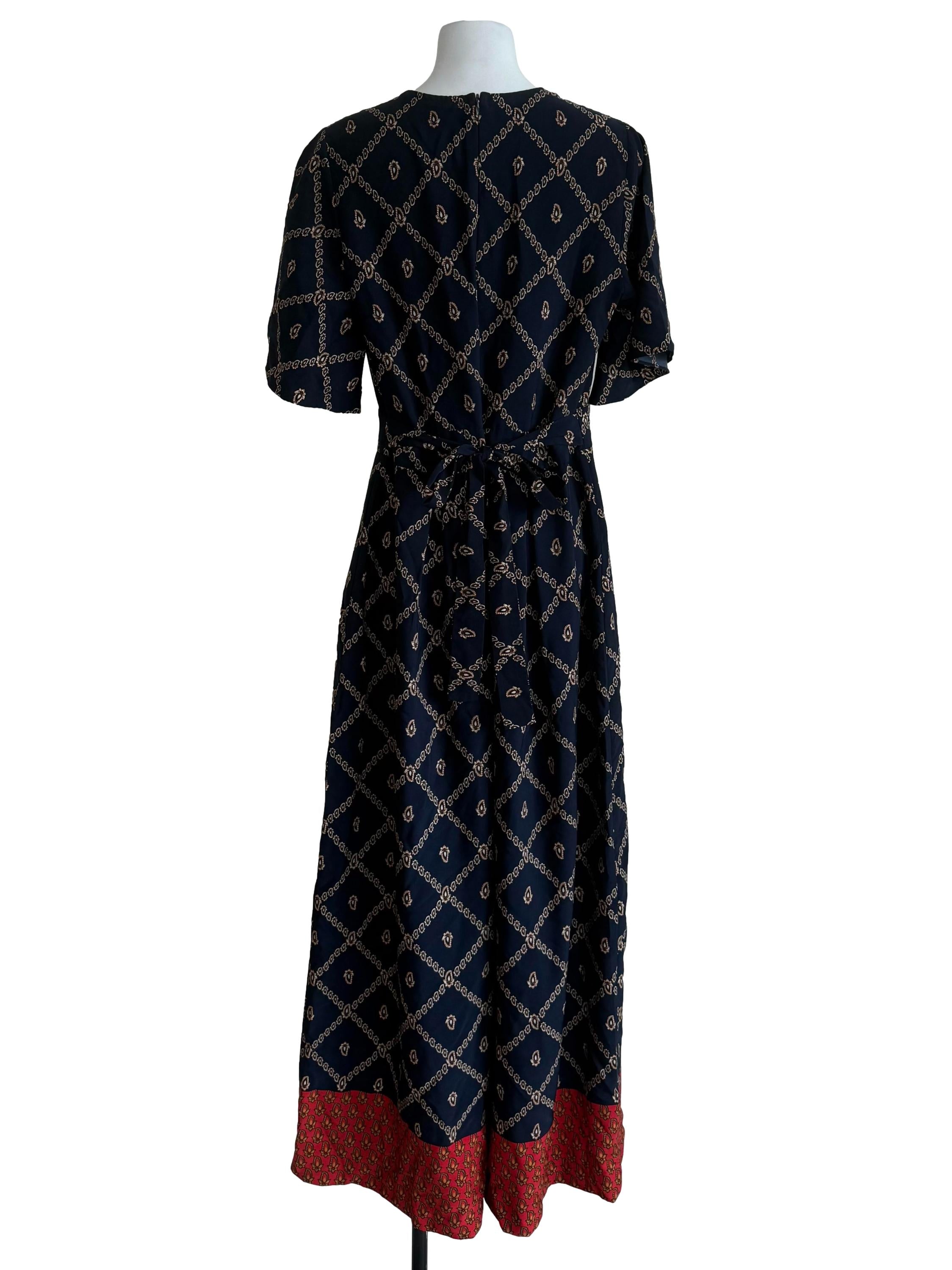 Navy Printed V Neck Jumpsuit