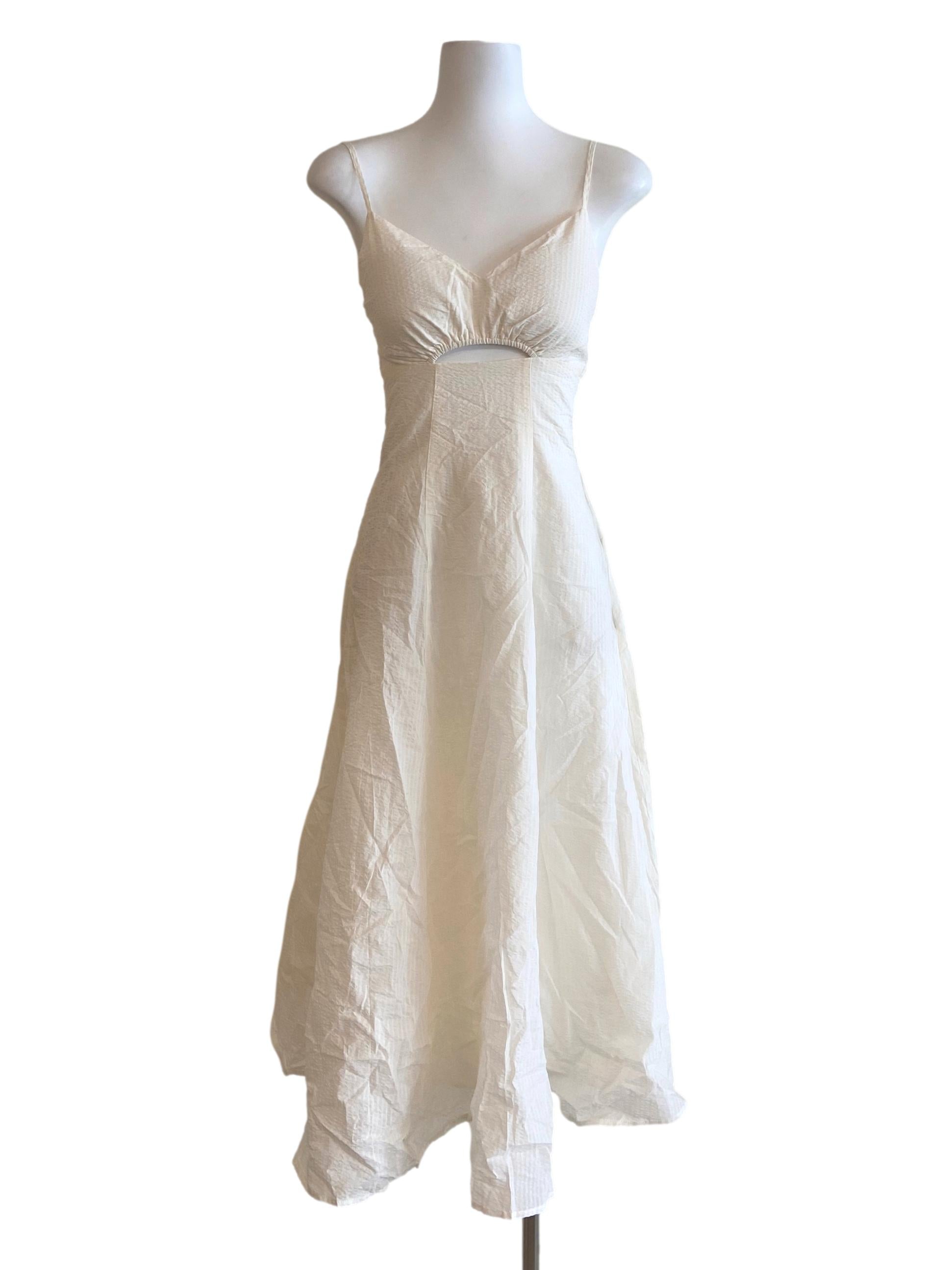 White Spaghetti Straps Sleeveless Empire Dress LB