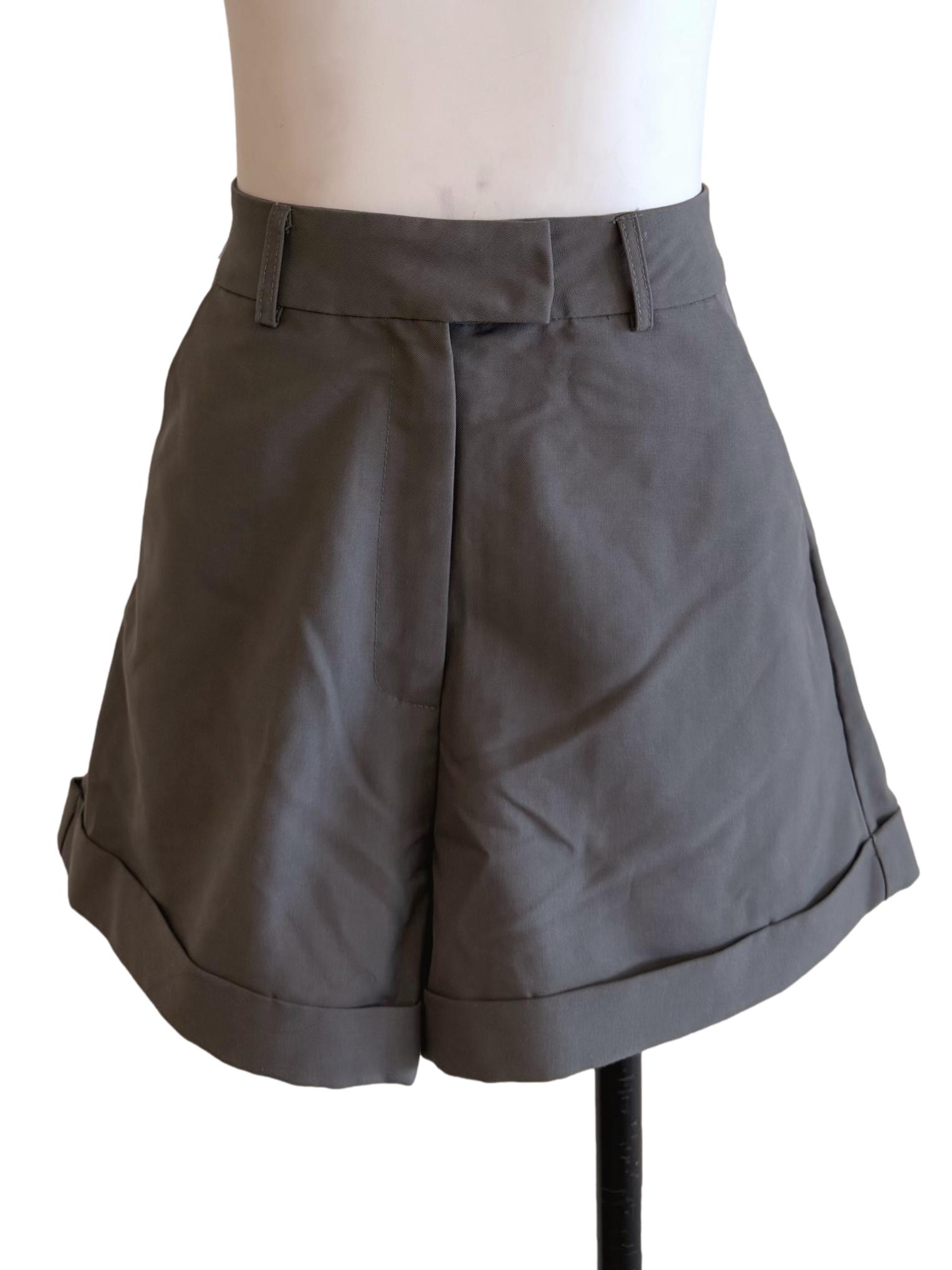 Light Grey High Waist Flare Shorts YHF