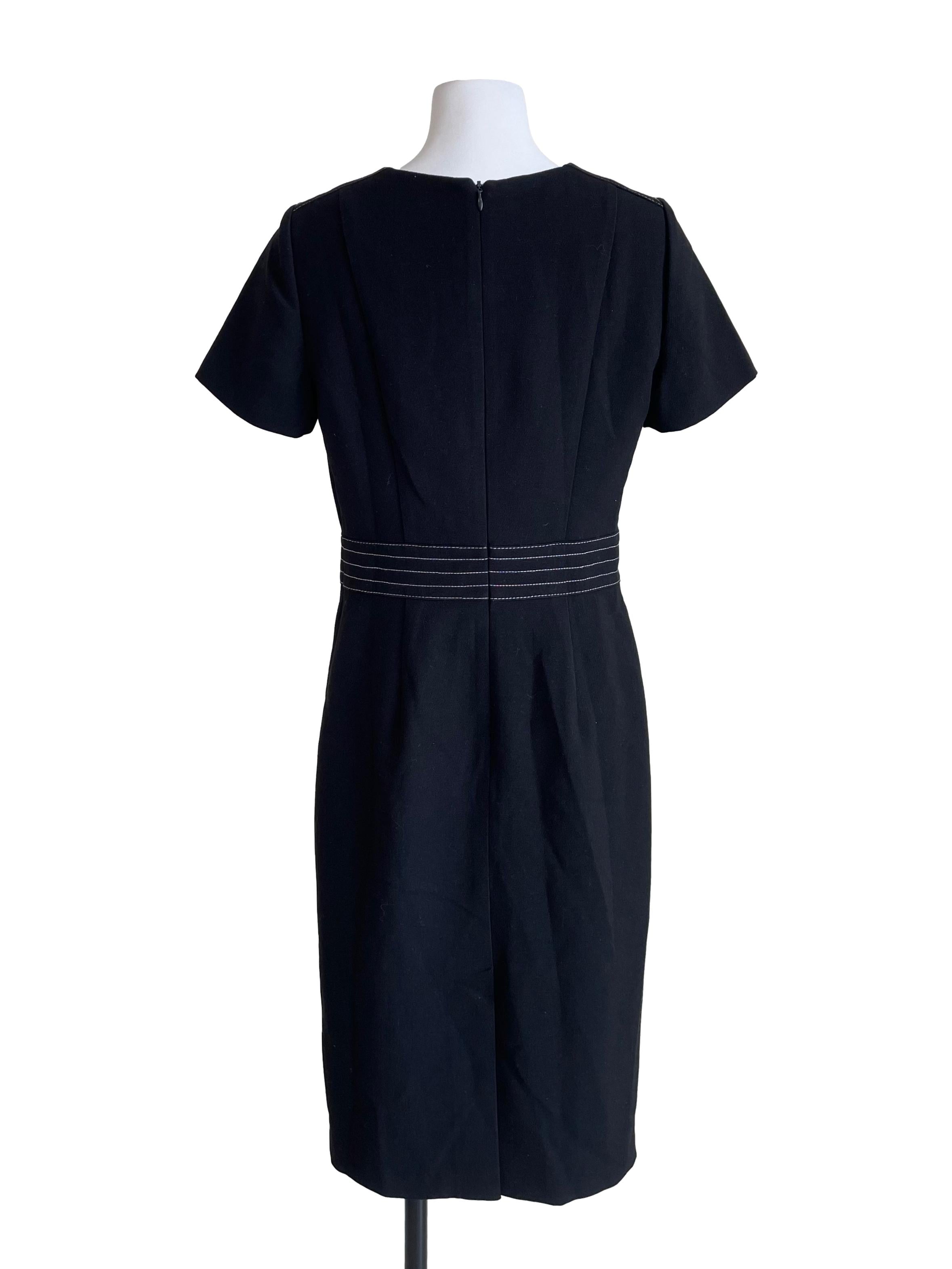 Black Contrast Stitch Slip Dress