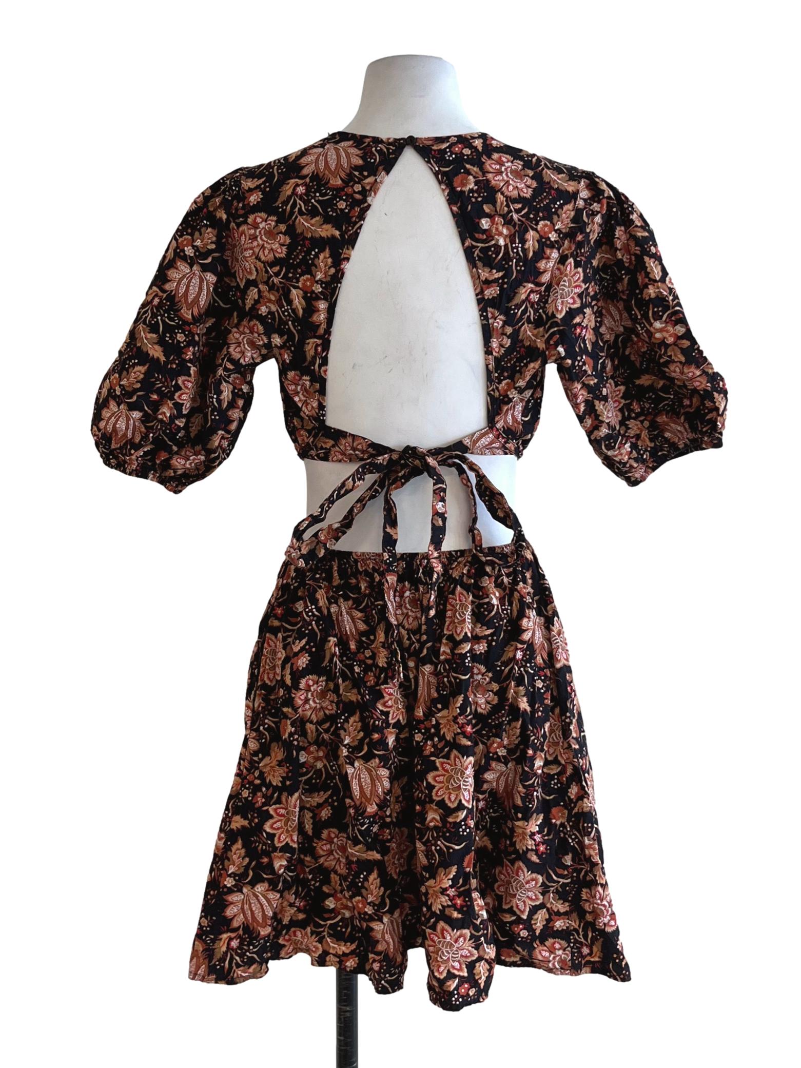 Black Floral Empire Dress