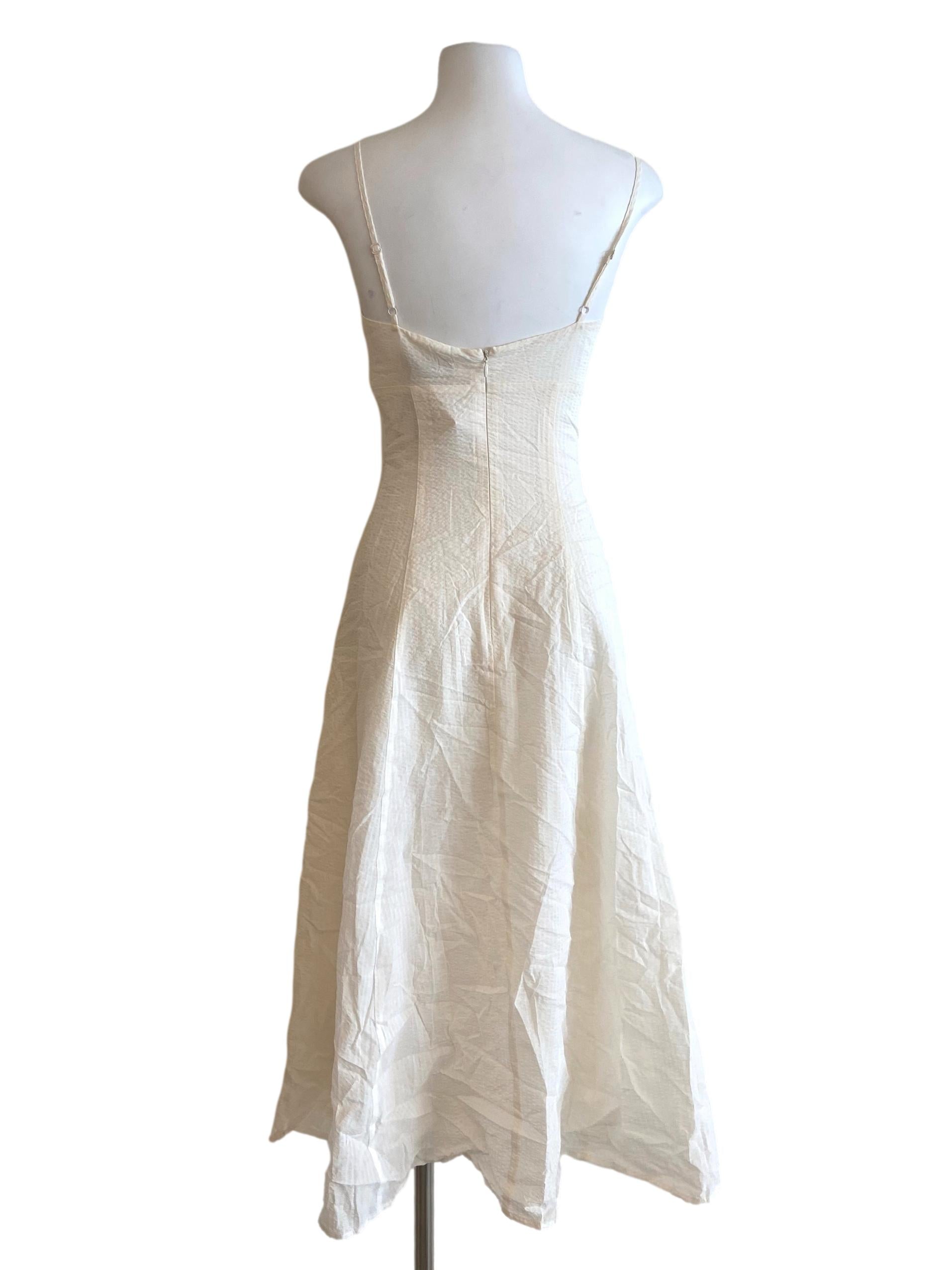 White Spaghetti Straps Sleeveless Empire Dress LB
