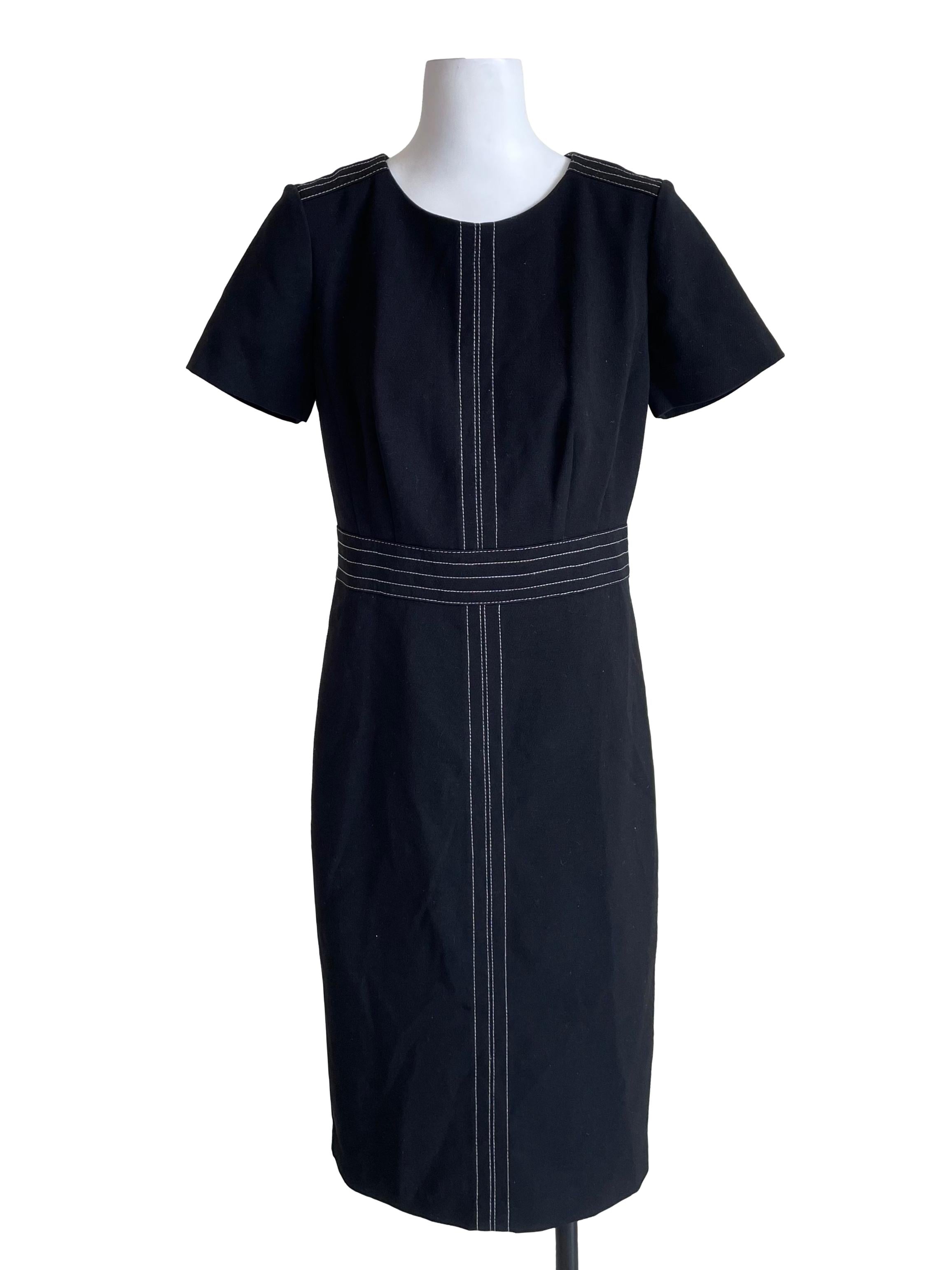 Black Contrast Stitch Slip Dress