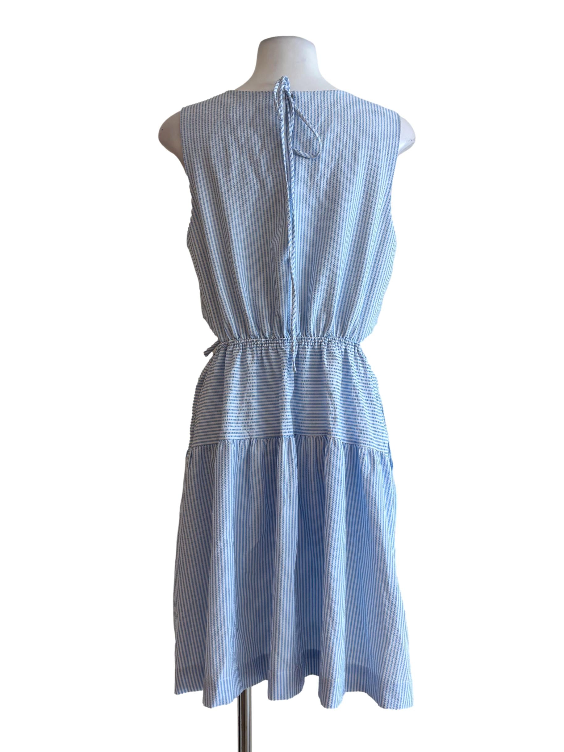 Baby Blue Sleeveless Striped Dress LB