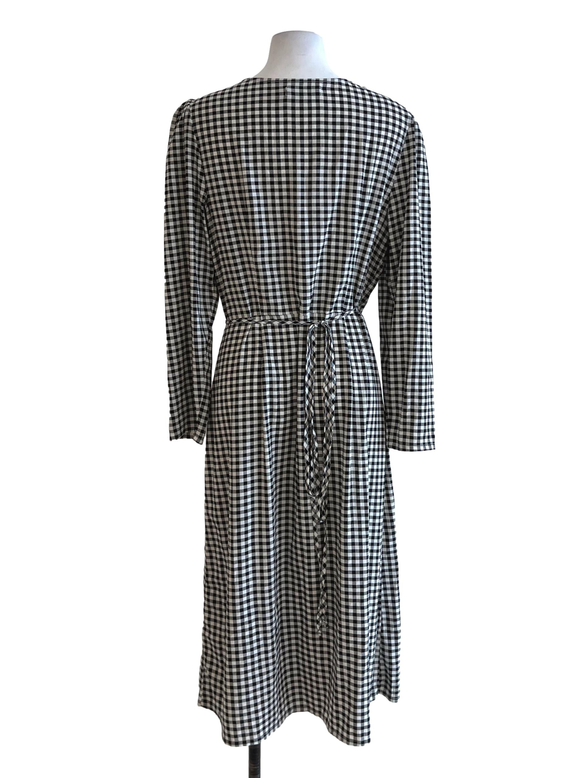Black Gingham Wrap Dress