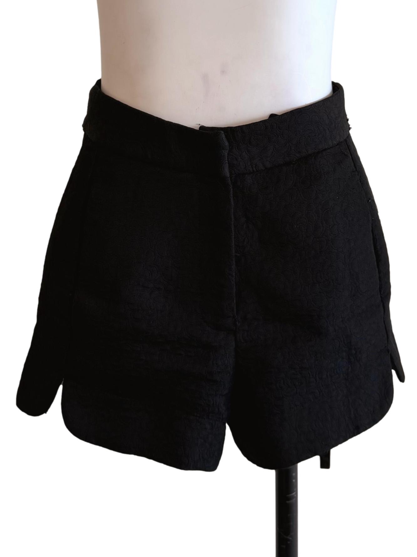 Black Emboss High Waist Shorts TCL