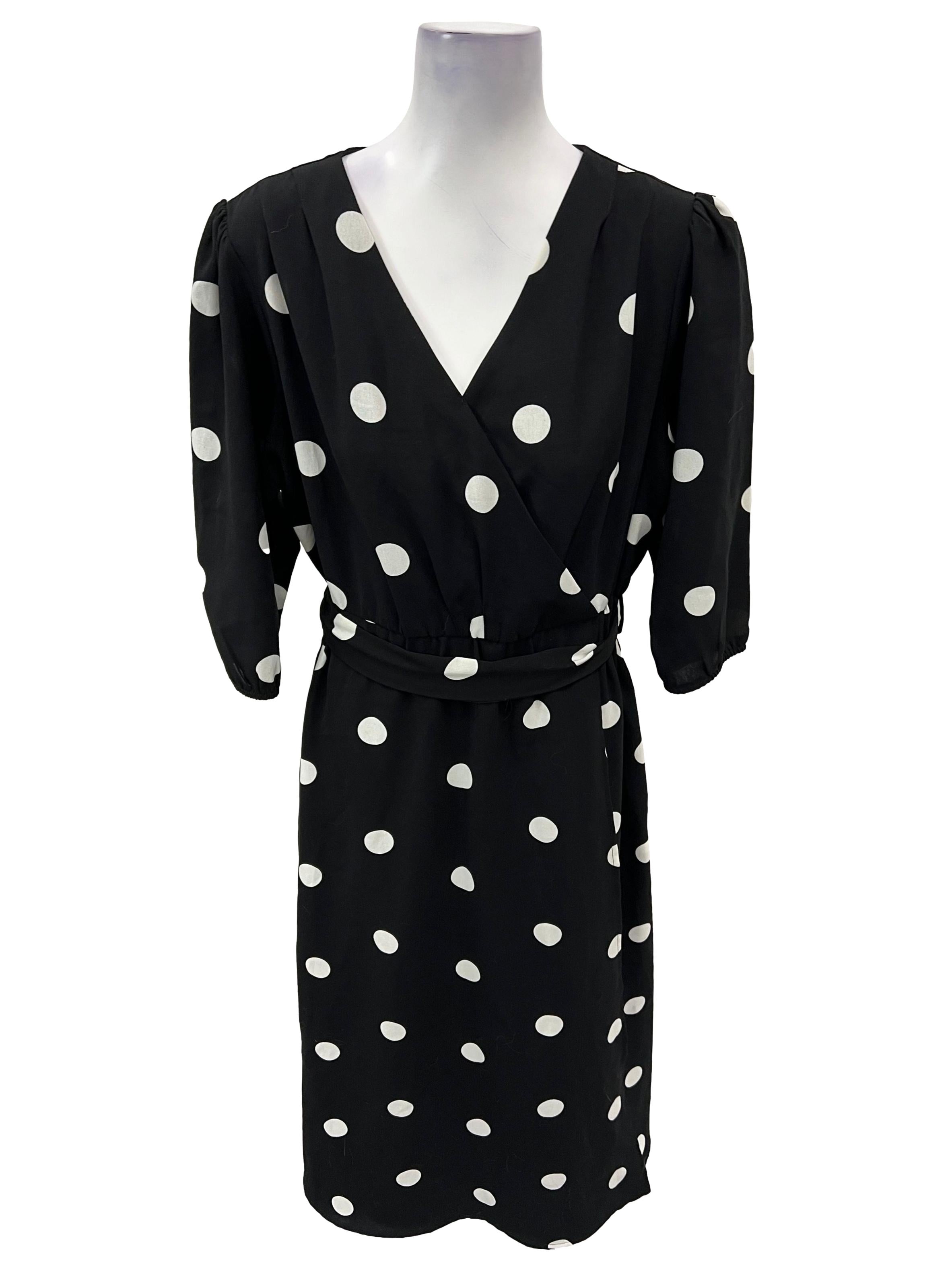 Black Polka Dot Overlap Dress