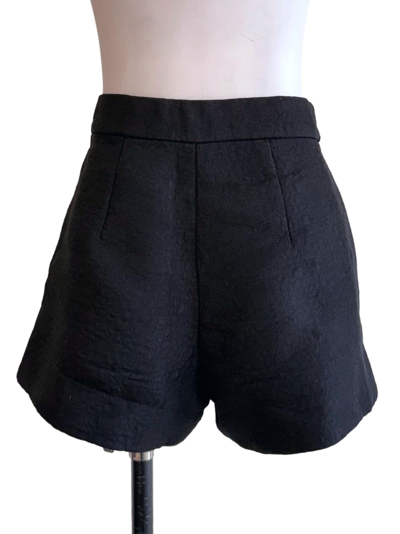 Black Emboss High Waist Shorts TCL