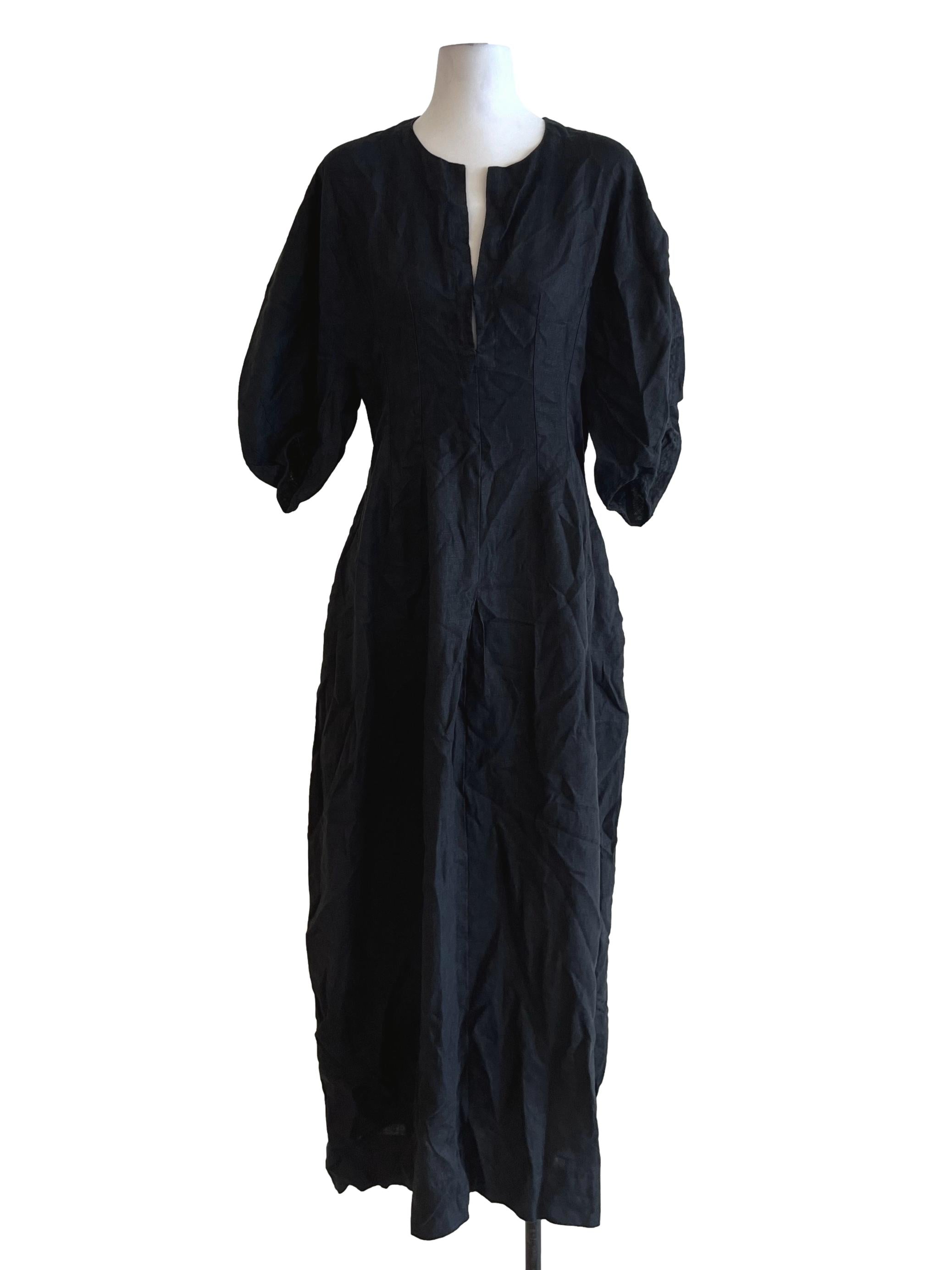 Black V-Neckline Empire Dress