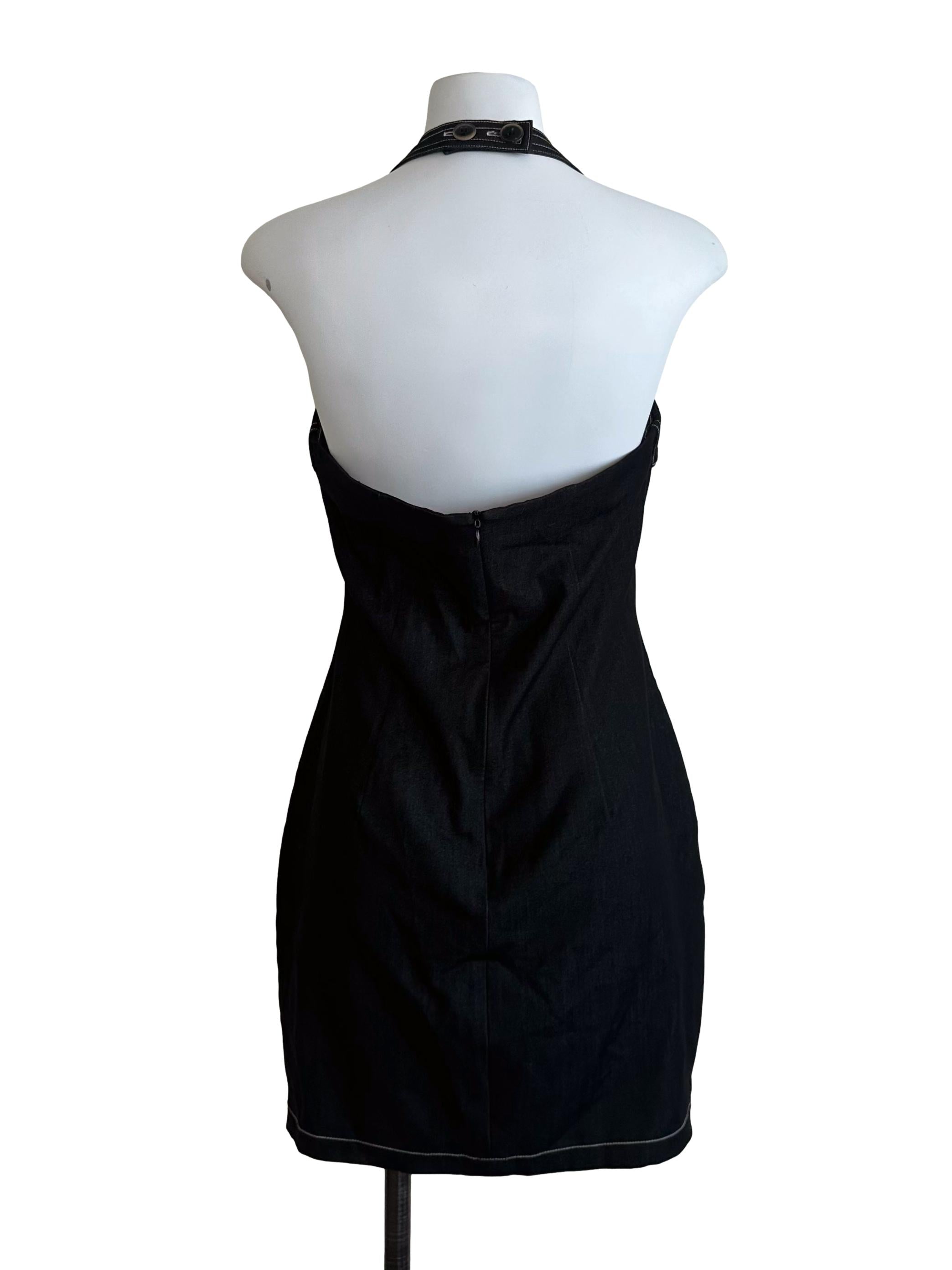 Charcoal Black Halter Pocket Dress