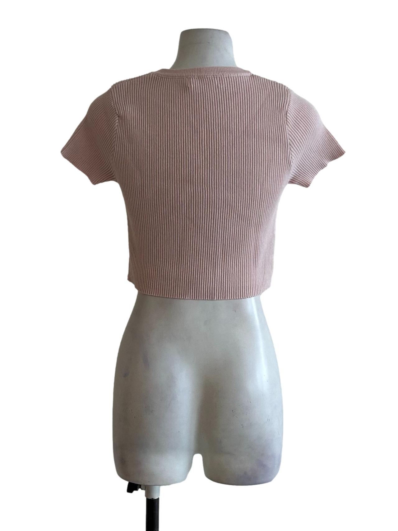 Pink Fitted Ribbed Top