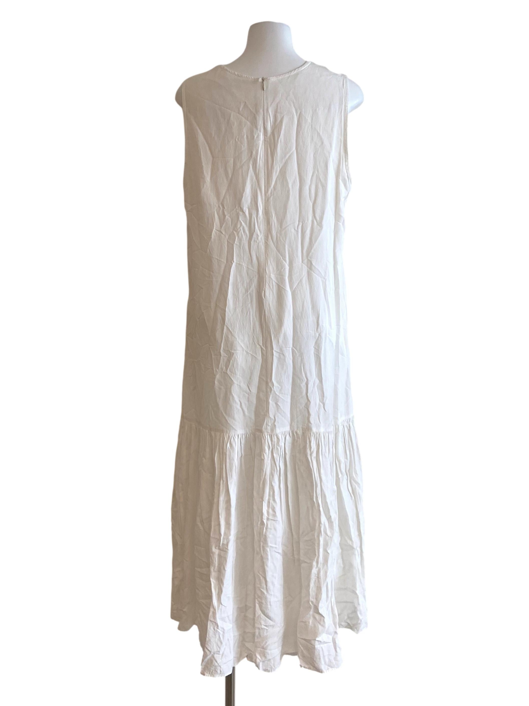 White Sleeveless Drop Waist Dress