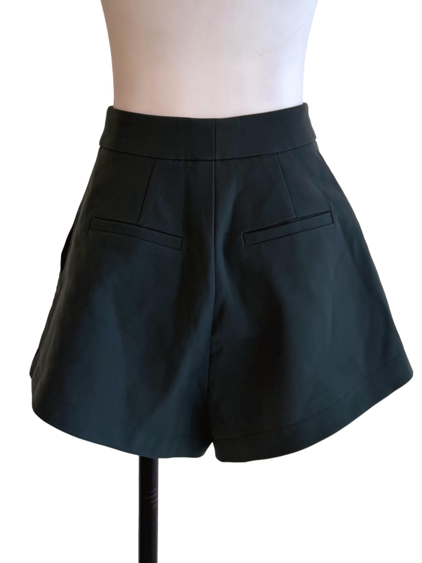 Teal Green Pearl Button Flare Shorts