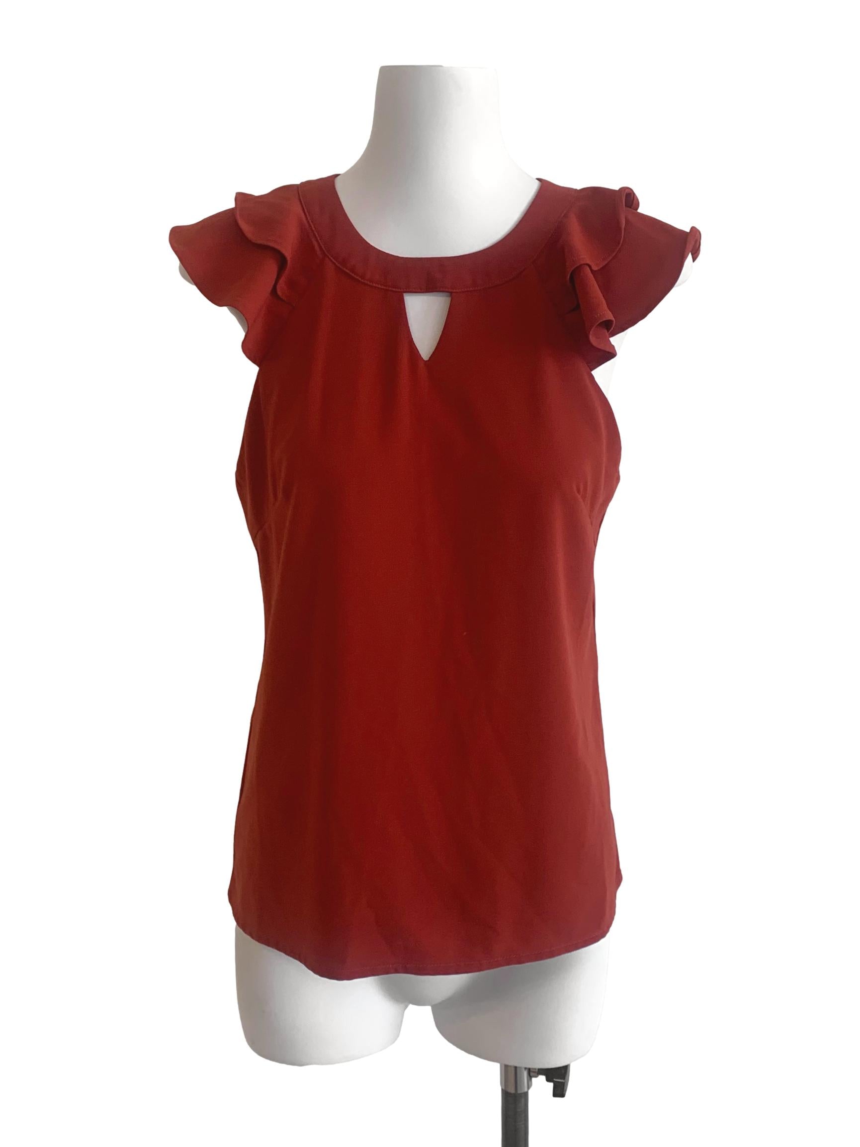 Brick Orange Round Neck Top