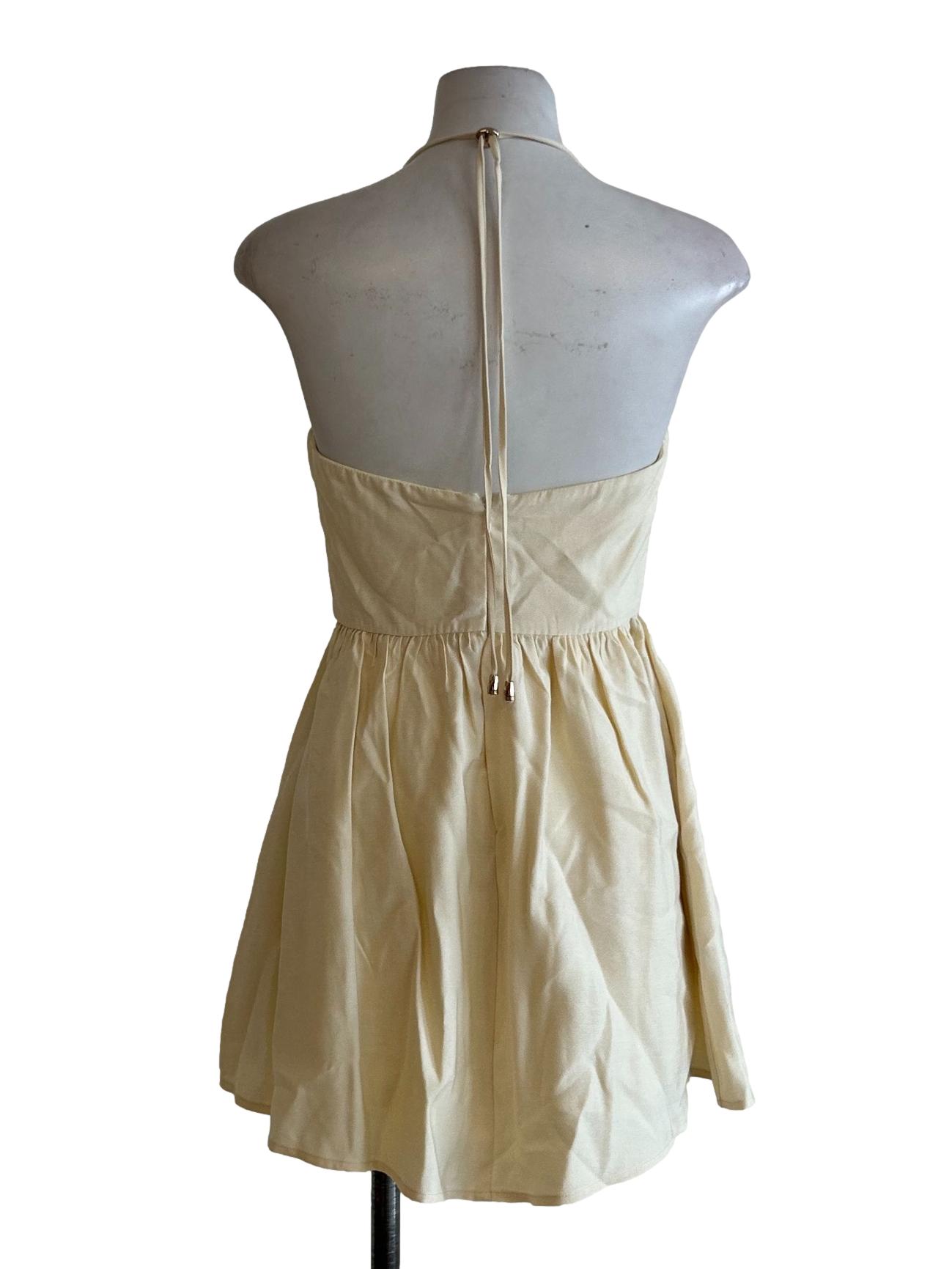 Yellow Sweetheart Neckline Dress