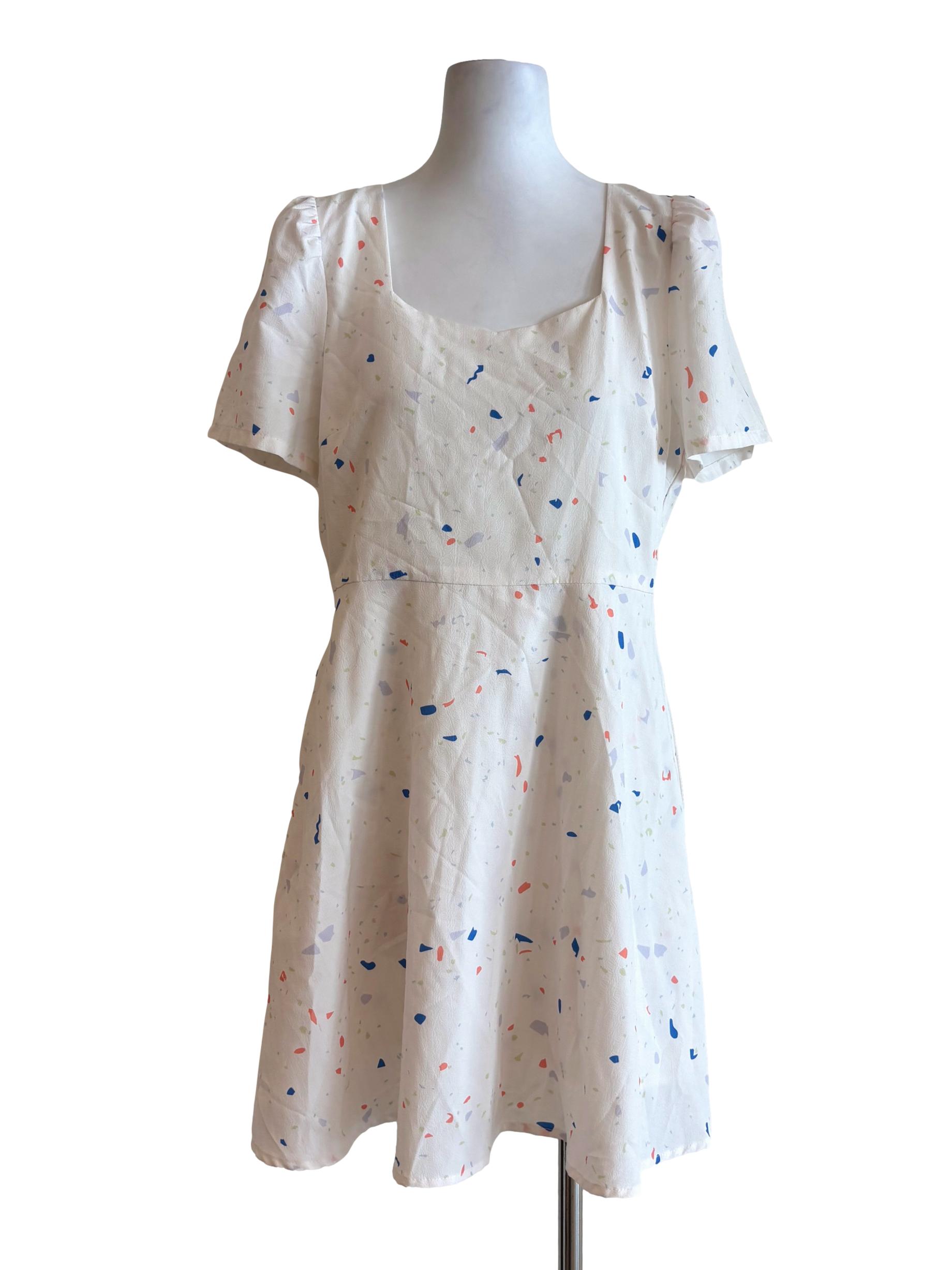 Pearl White Short Sleeve A-Line Dress