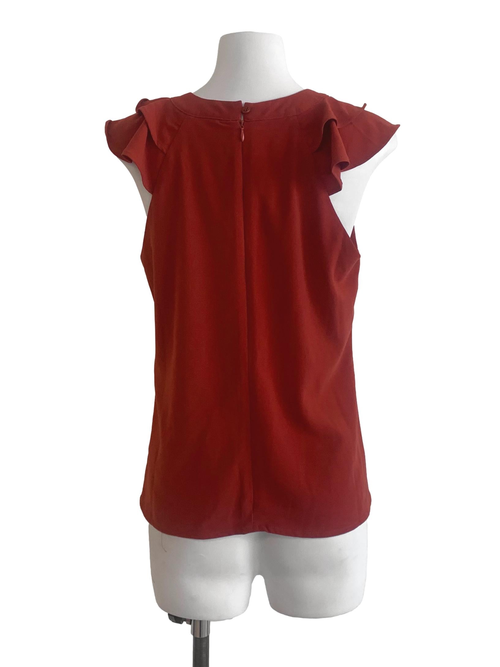 Brick Orange Round Neck Top