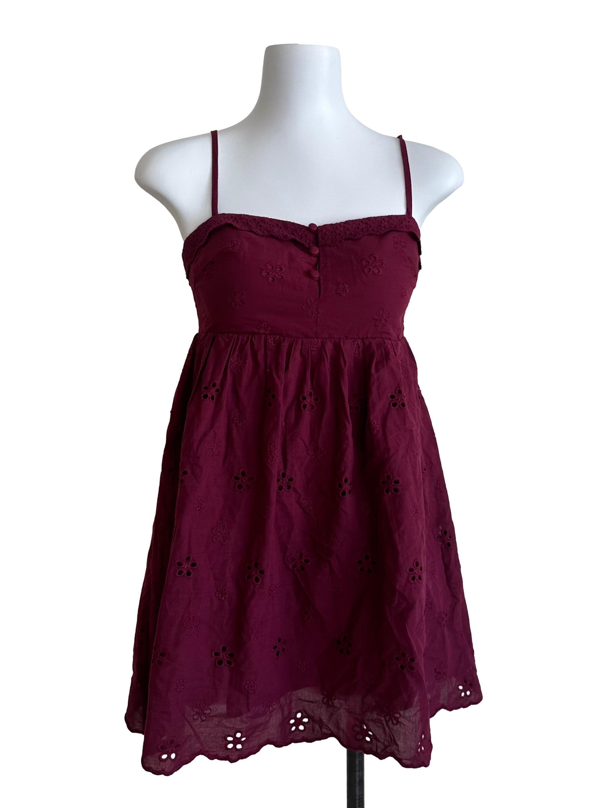 Mulberry Purple Eyelet Embroidery Babydoll Dress