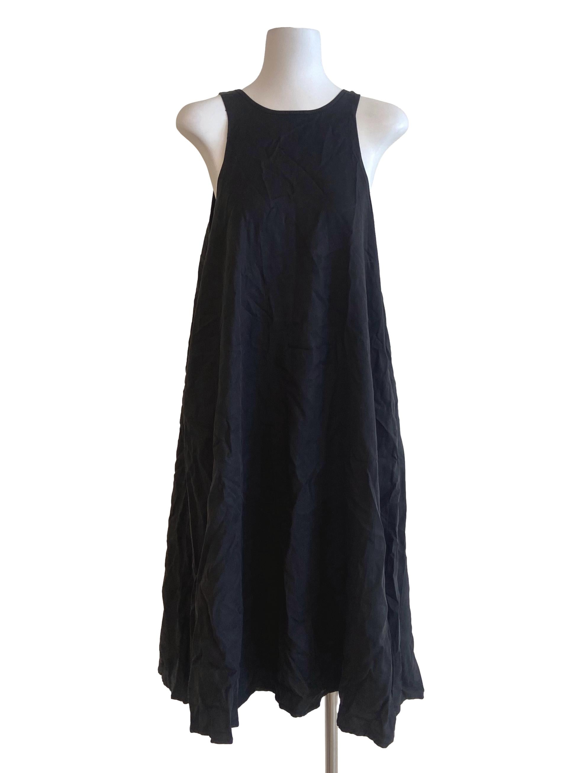 Black Sleeveless Herringbone A-Line Dress TEM