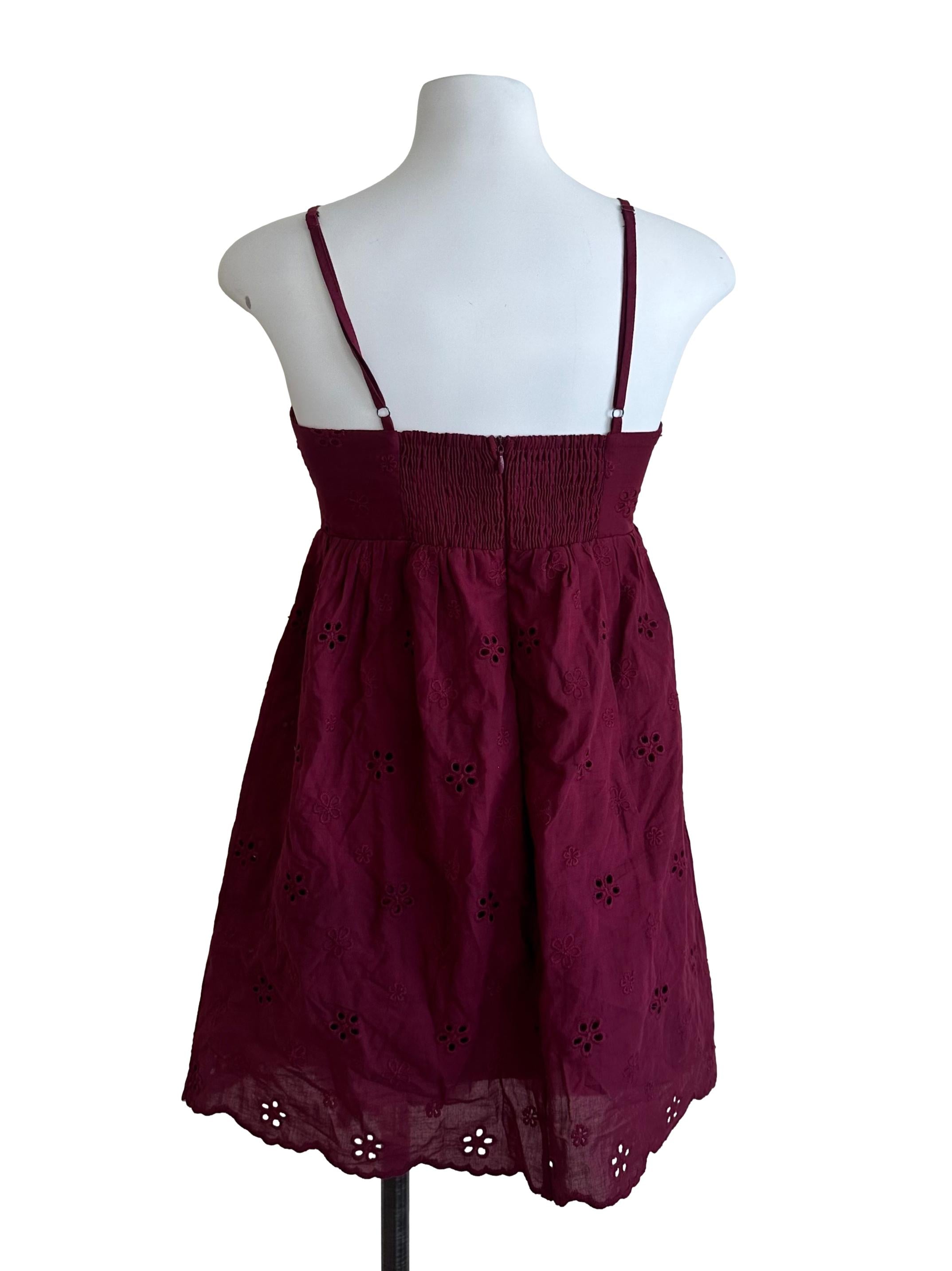 Mulberry Purple Eyelet Embroidery Babydoll Dress