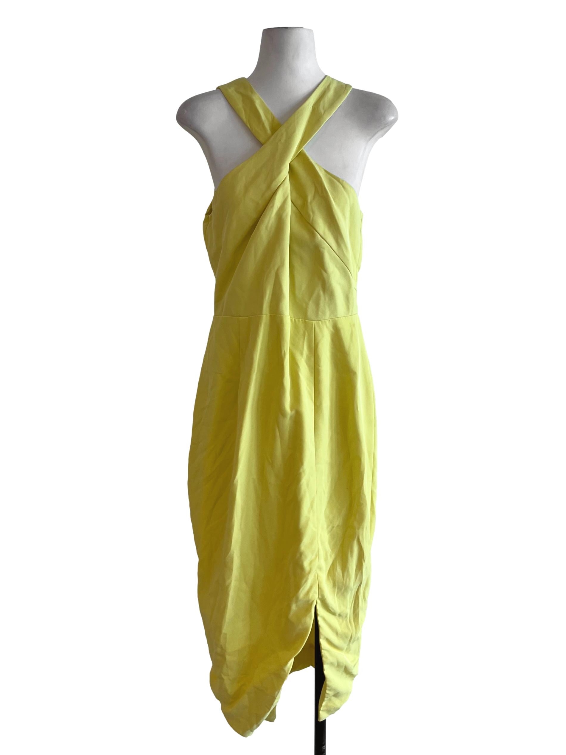 Lemon Yellow Plain A-Line Dress
