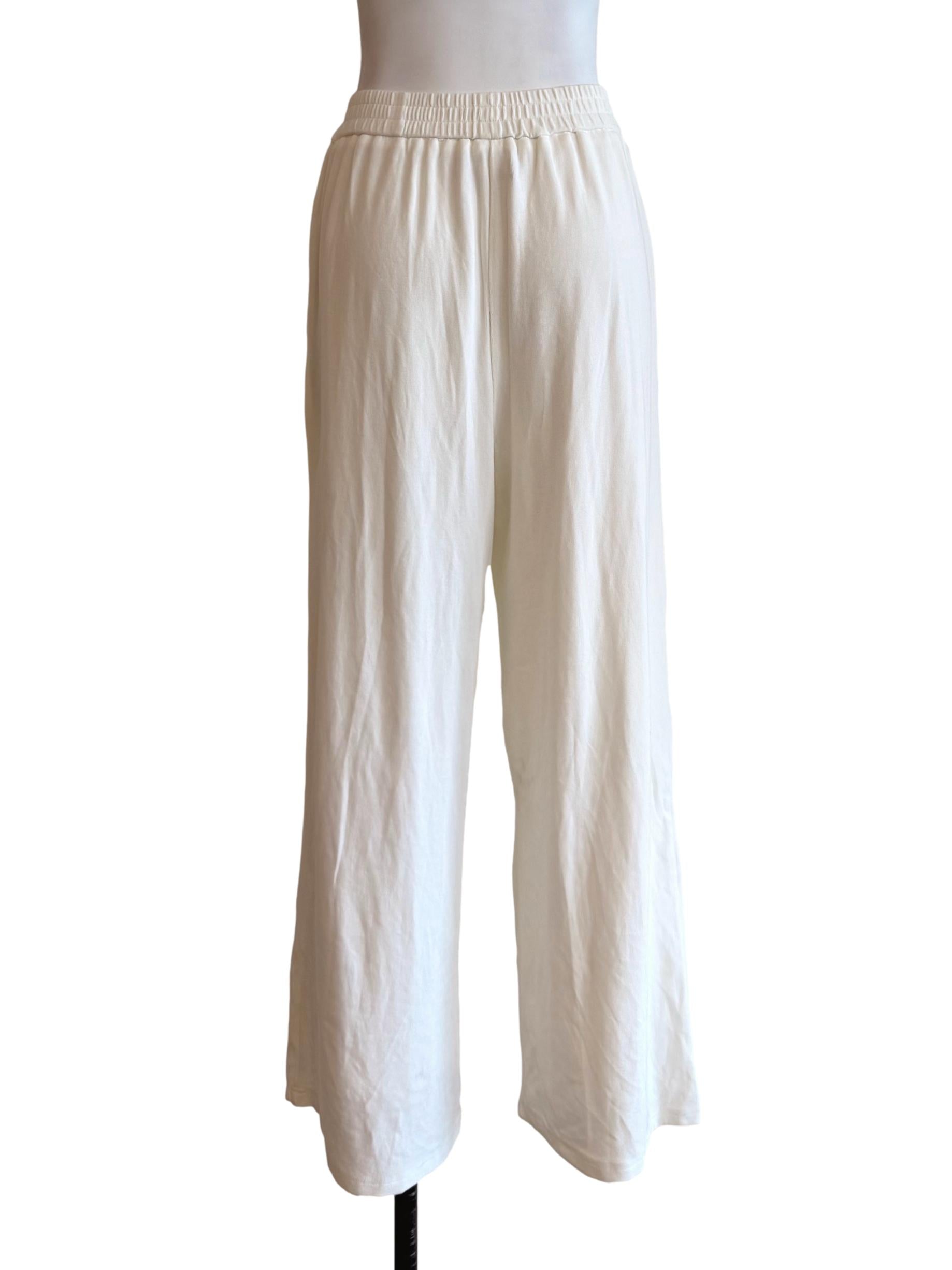 White Gathered Wide Pants