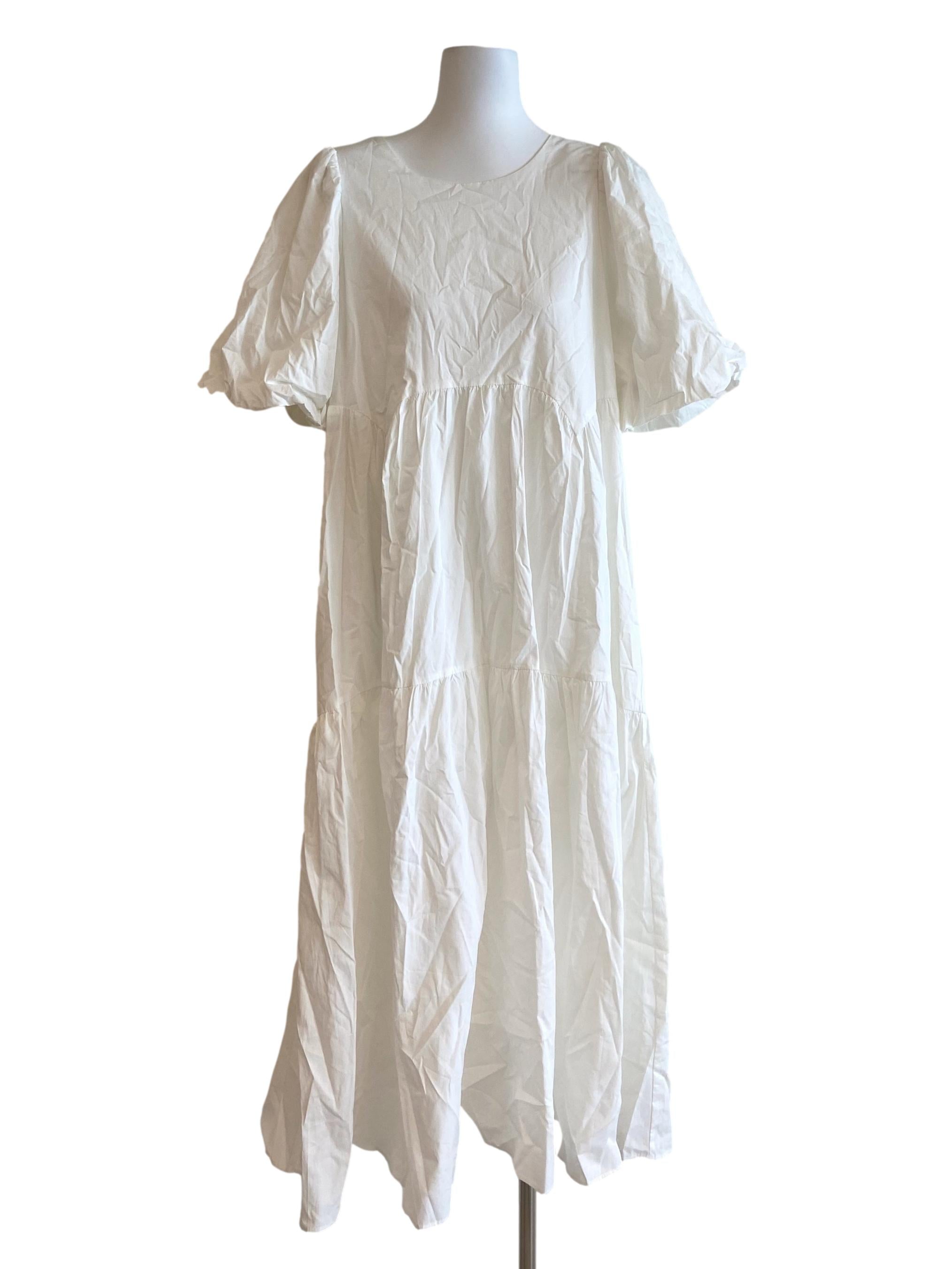 White Drop Waist Long Empire Dress