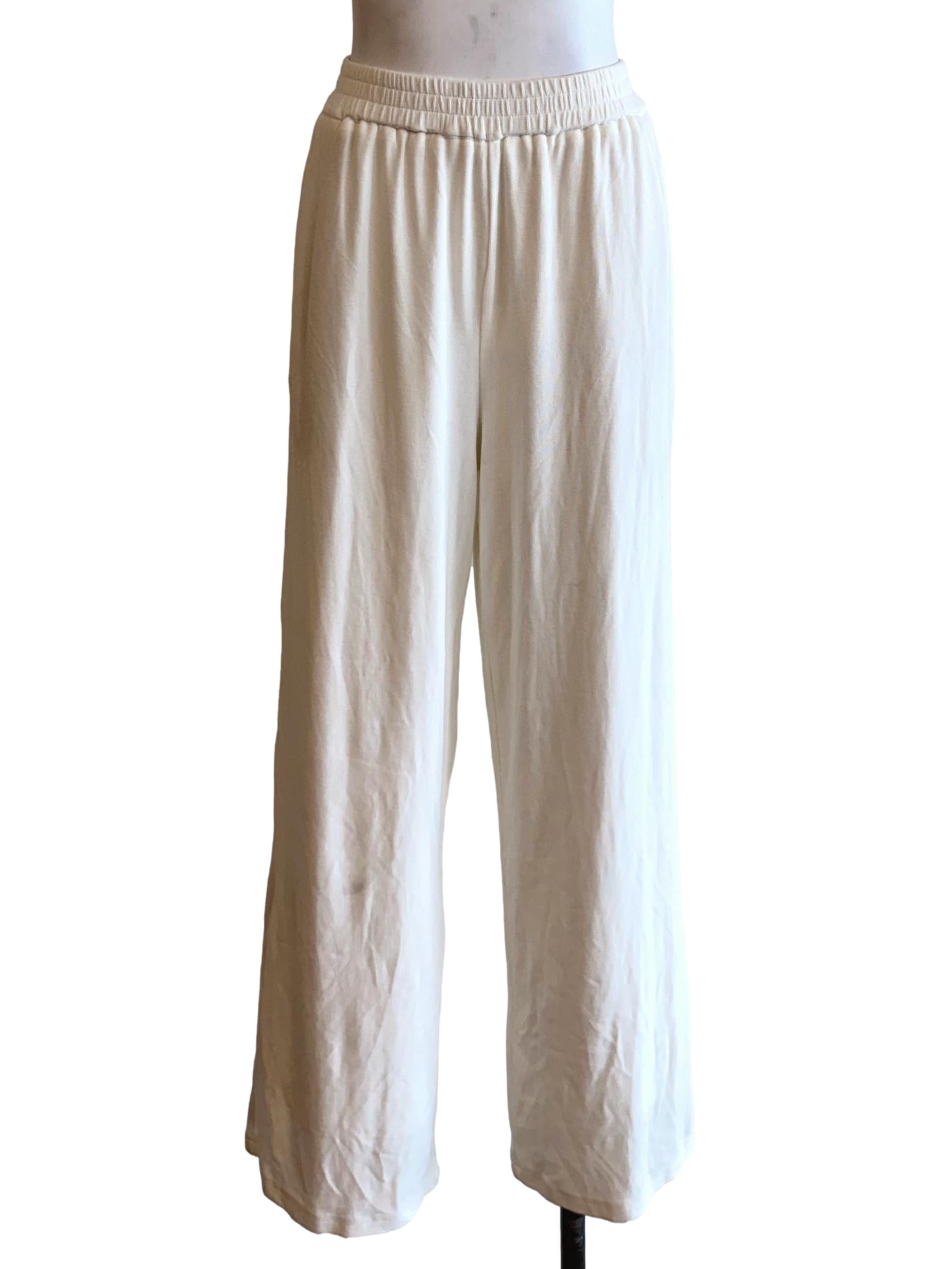 White Gathered Wide Pants