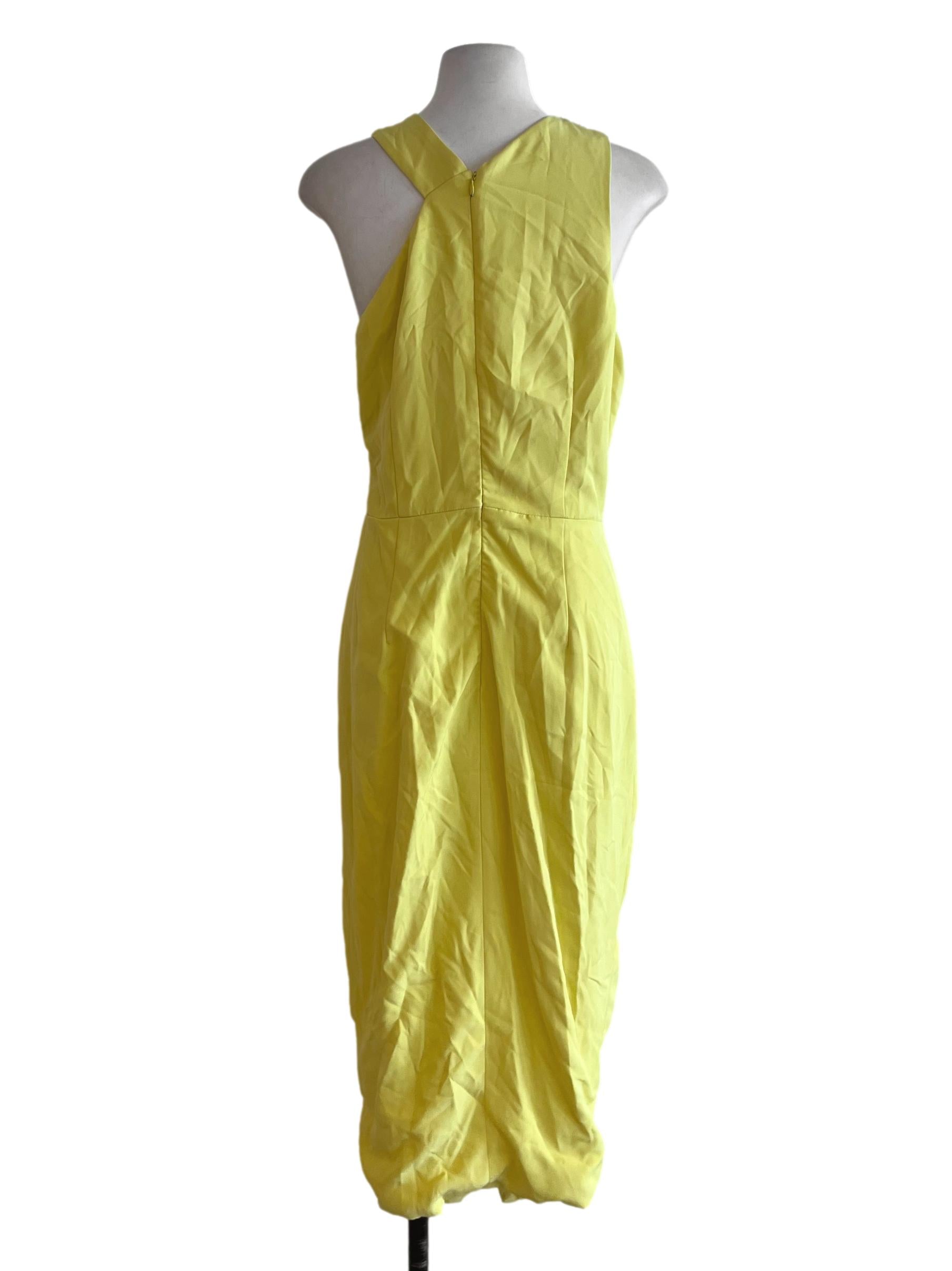 Lemon Yellow Plain A-Line Dress