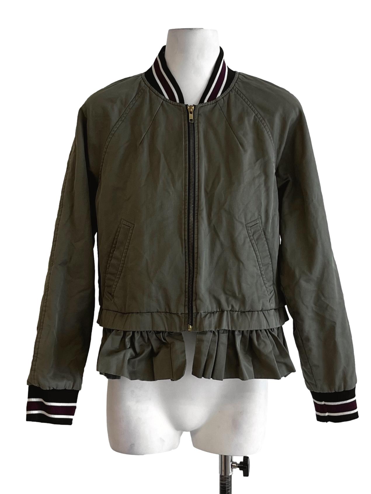 Sage Green Plain Zip-Up Jacket