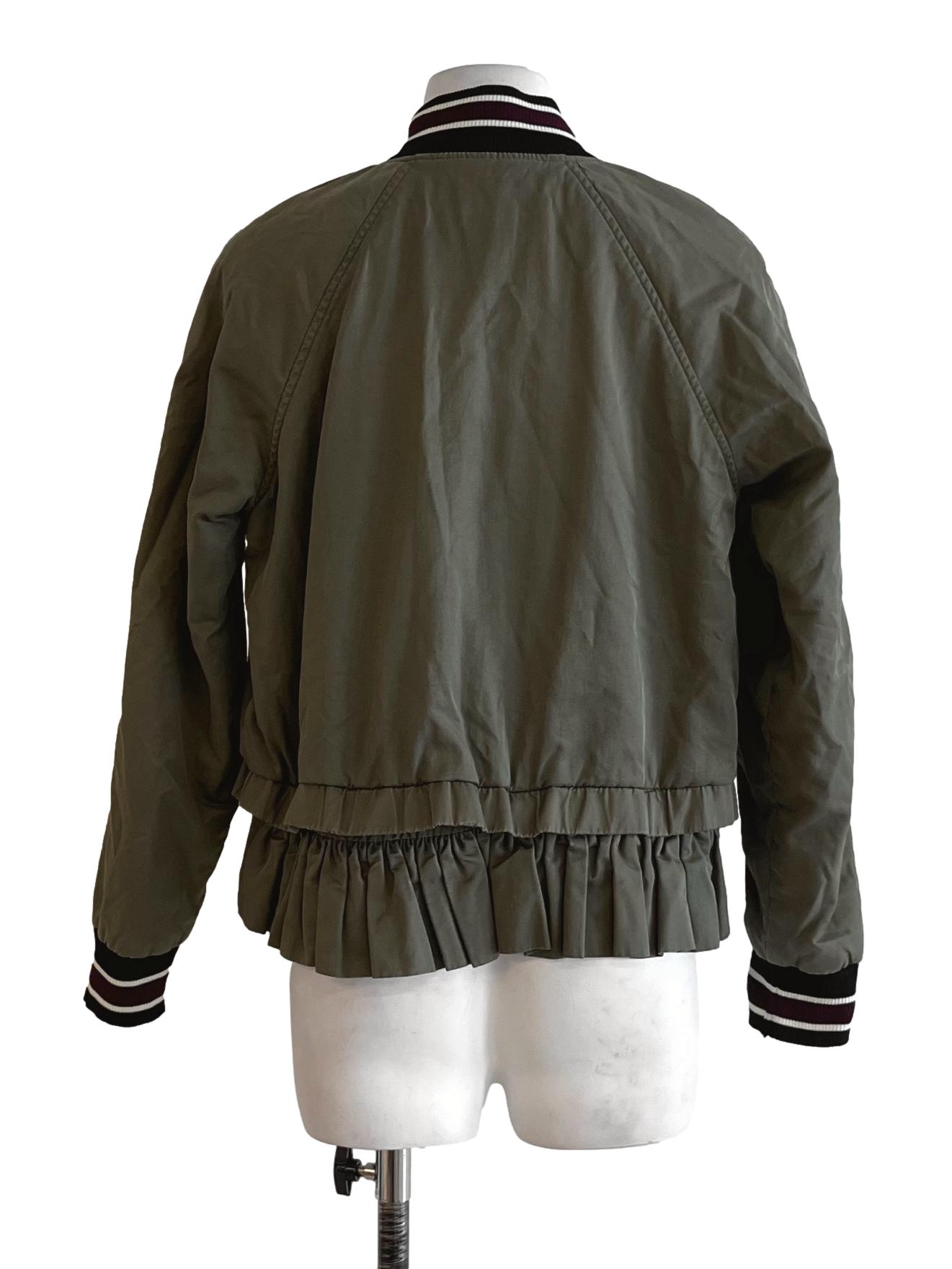 Sage Green Plain Zip-Up Jacket