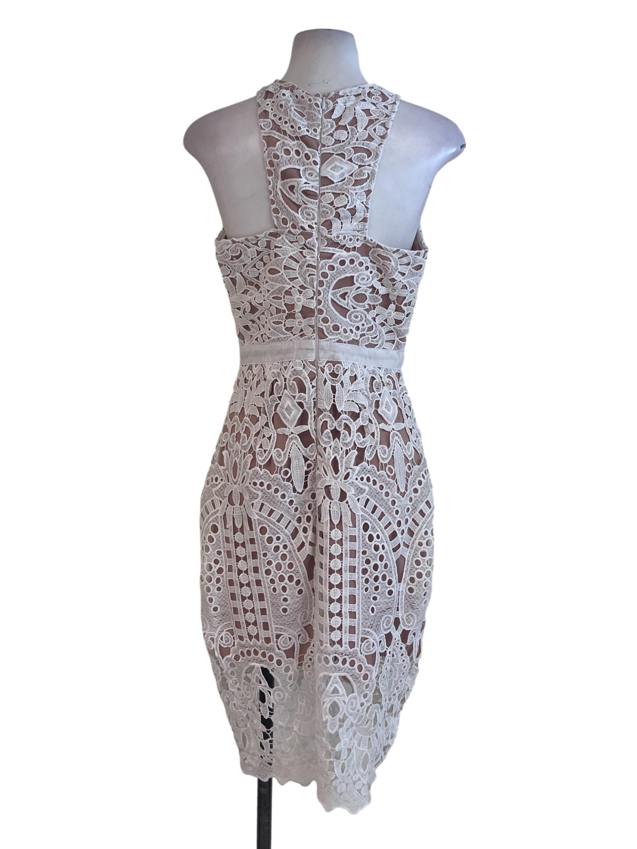 White And Sepia Embroidered Dress