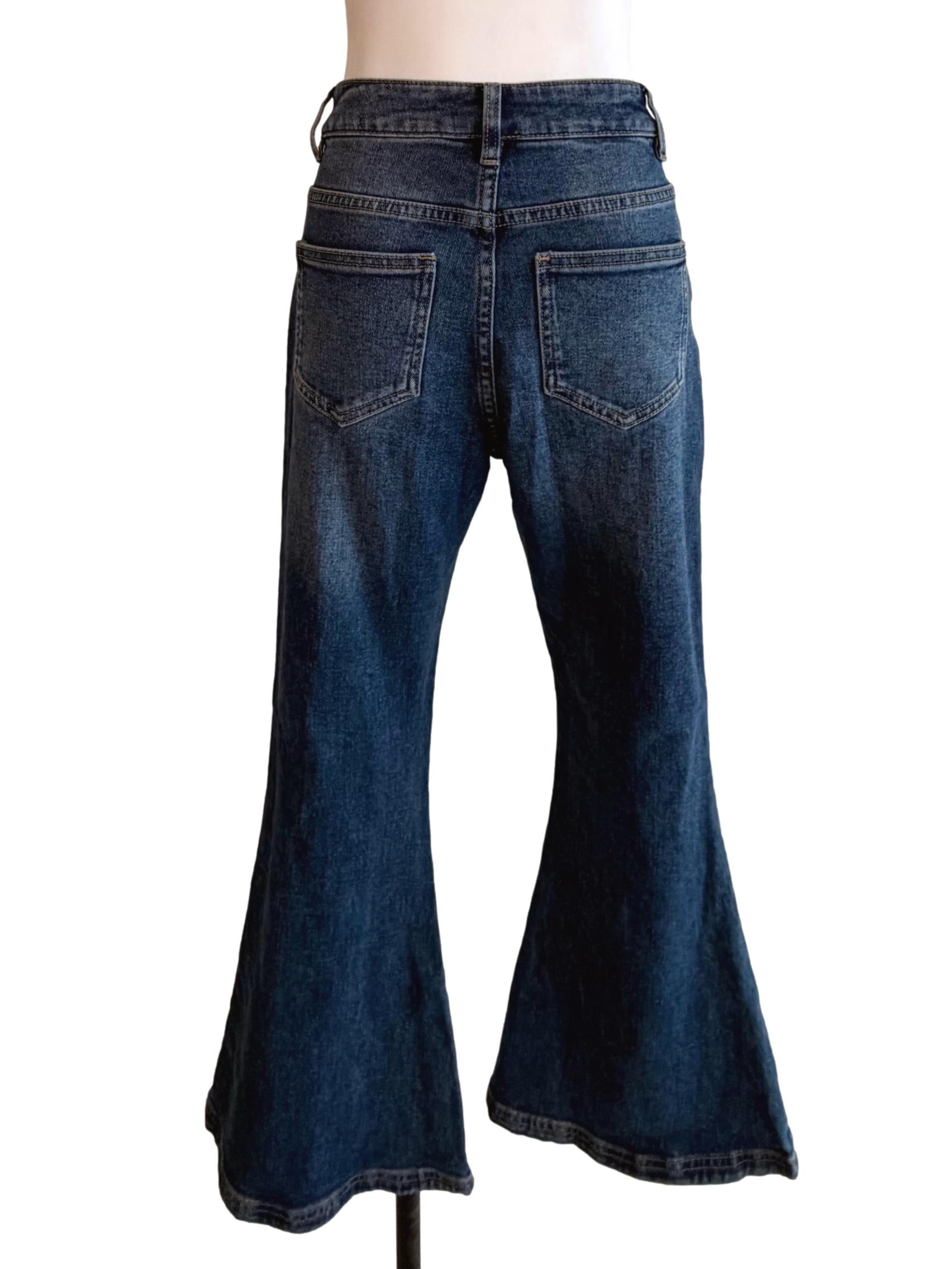 Navy Blue High Waist Flare Jeans