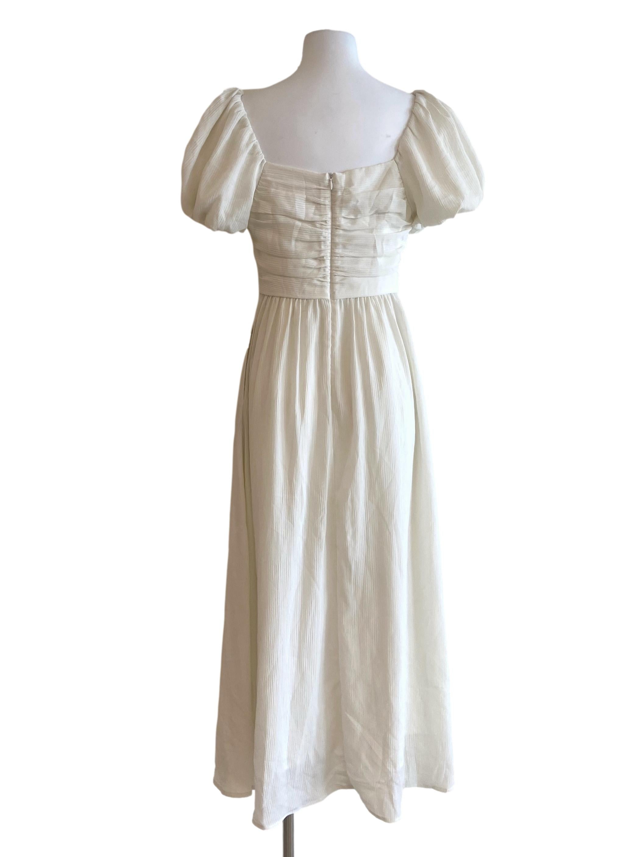 Cream White Square Neck Empire Dress