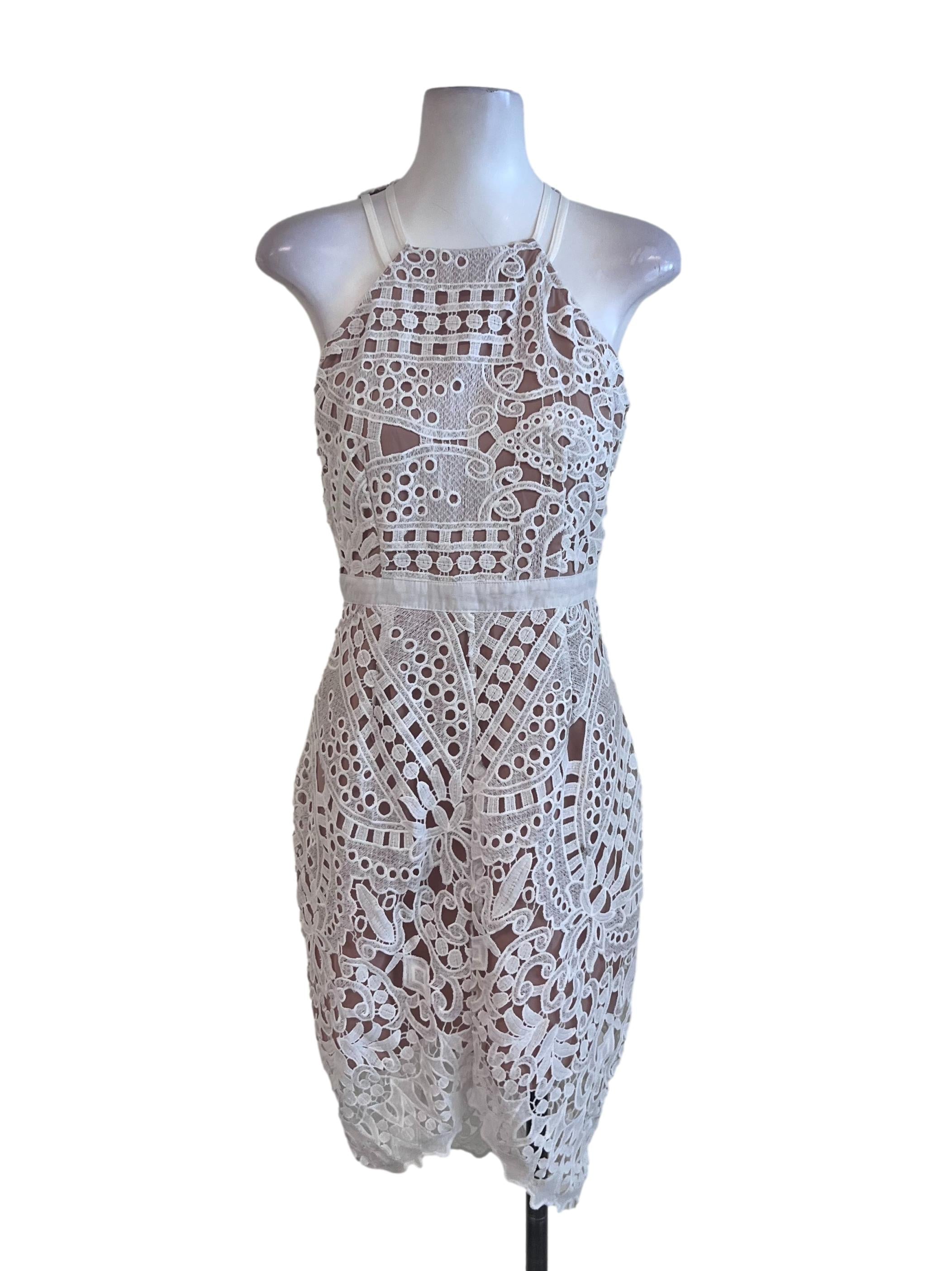 White And Sepia Embroidered Dress