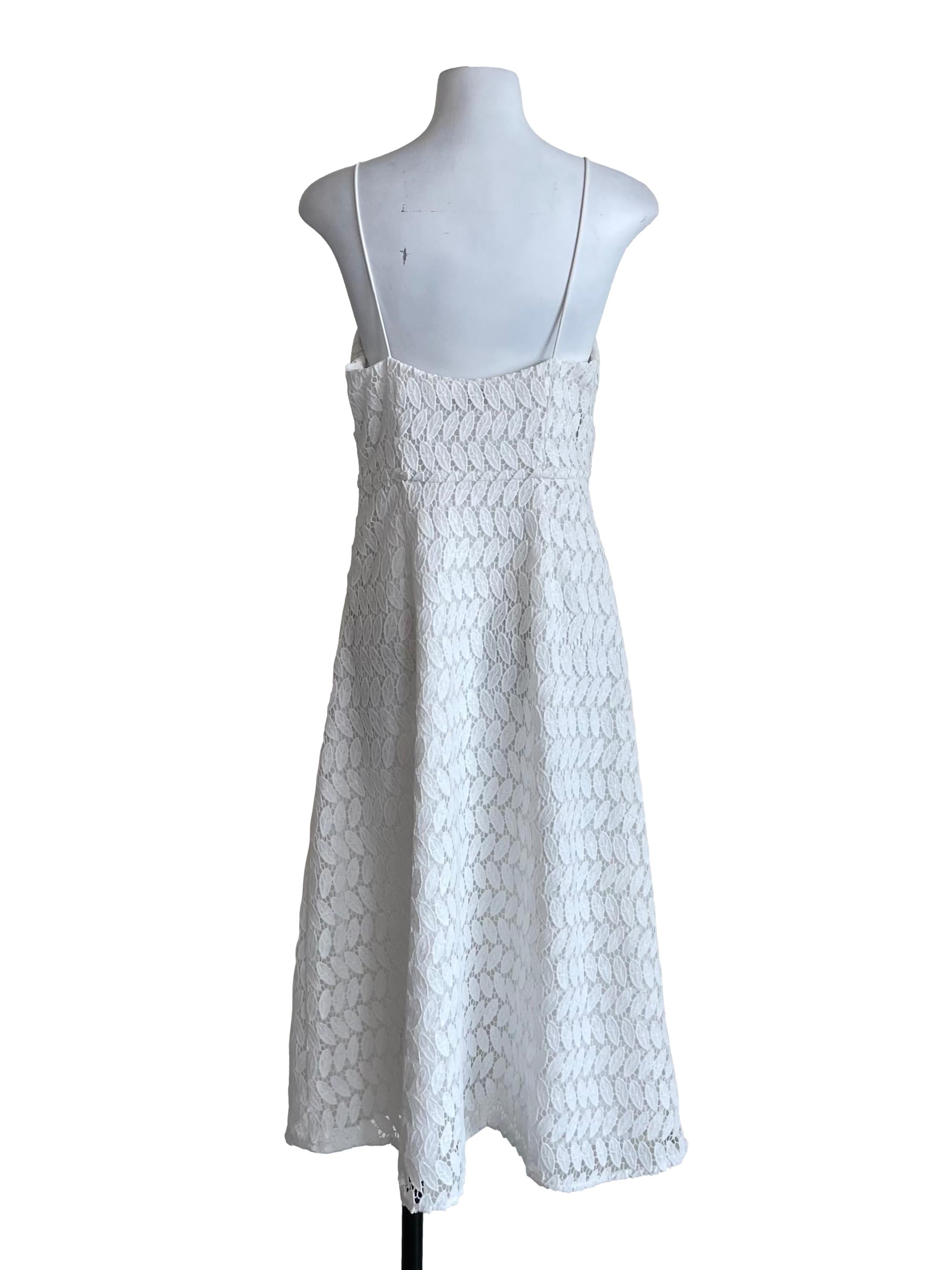 White Textured V Neck Dress