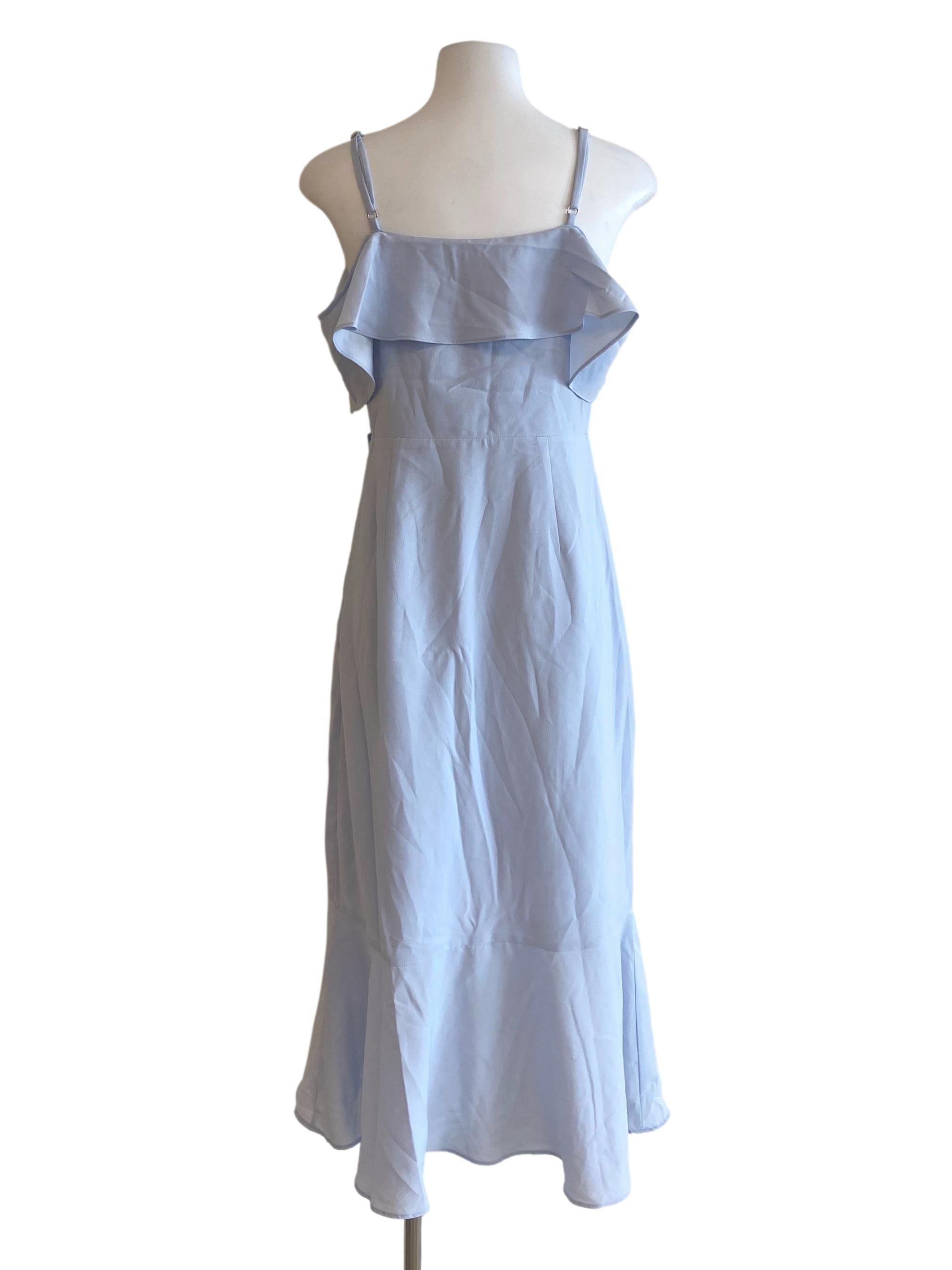 Sky Blue Sleeveless Ruffles Asymmetric Dress TCL