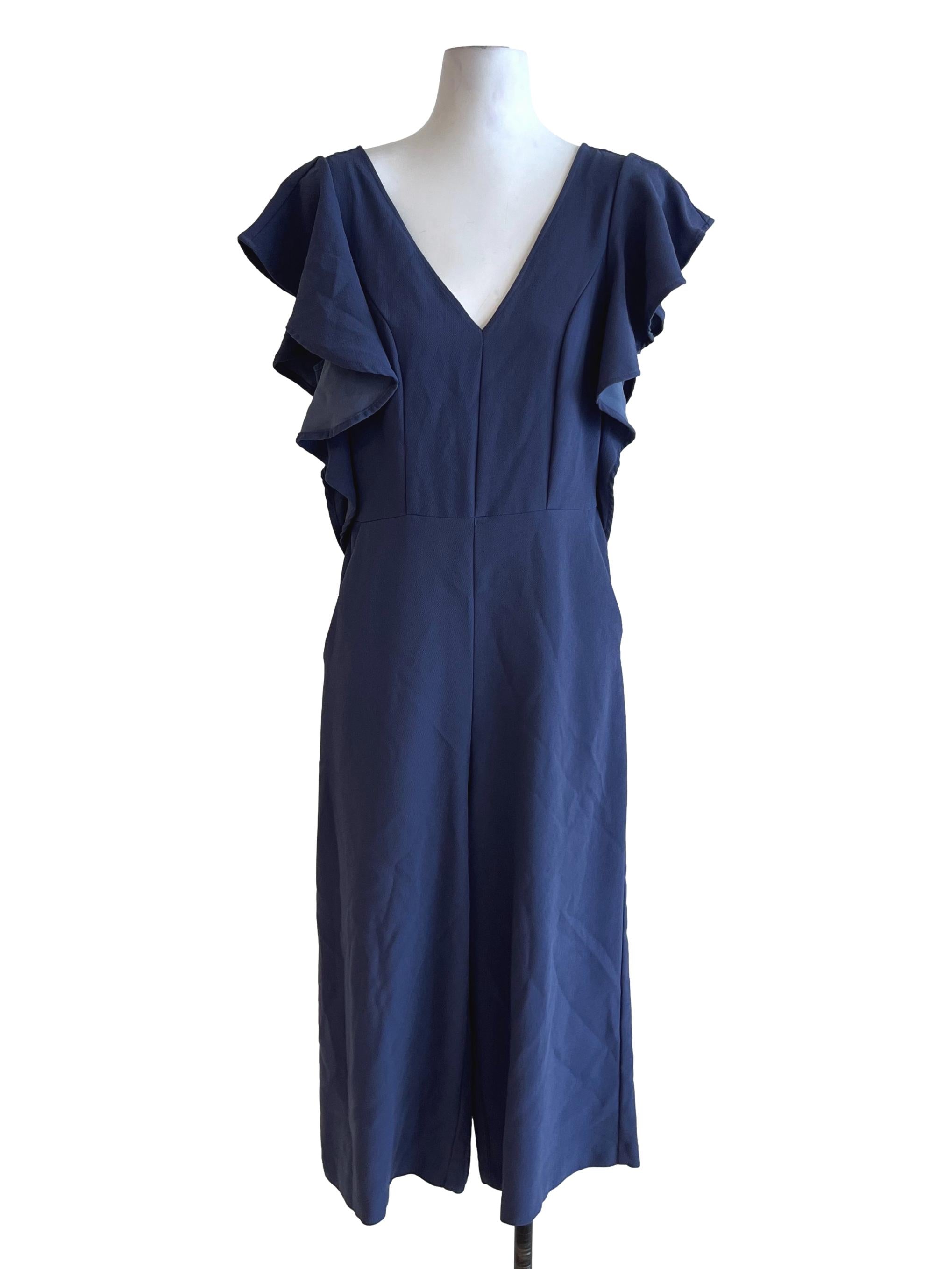 Blue V-Neckline Jumpsuit