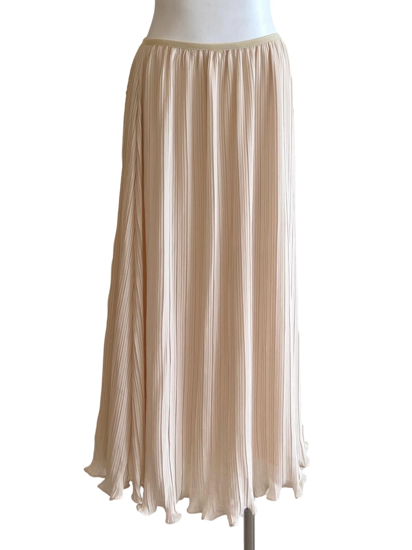 Parchment Beige Pleated Skirts TWL