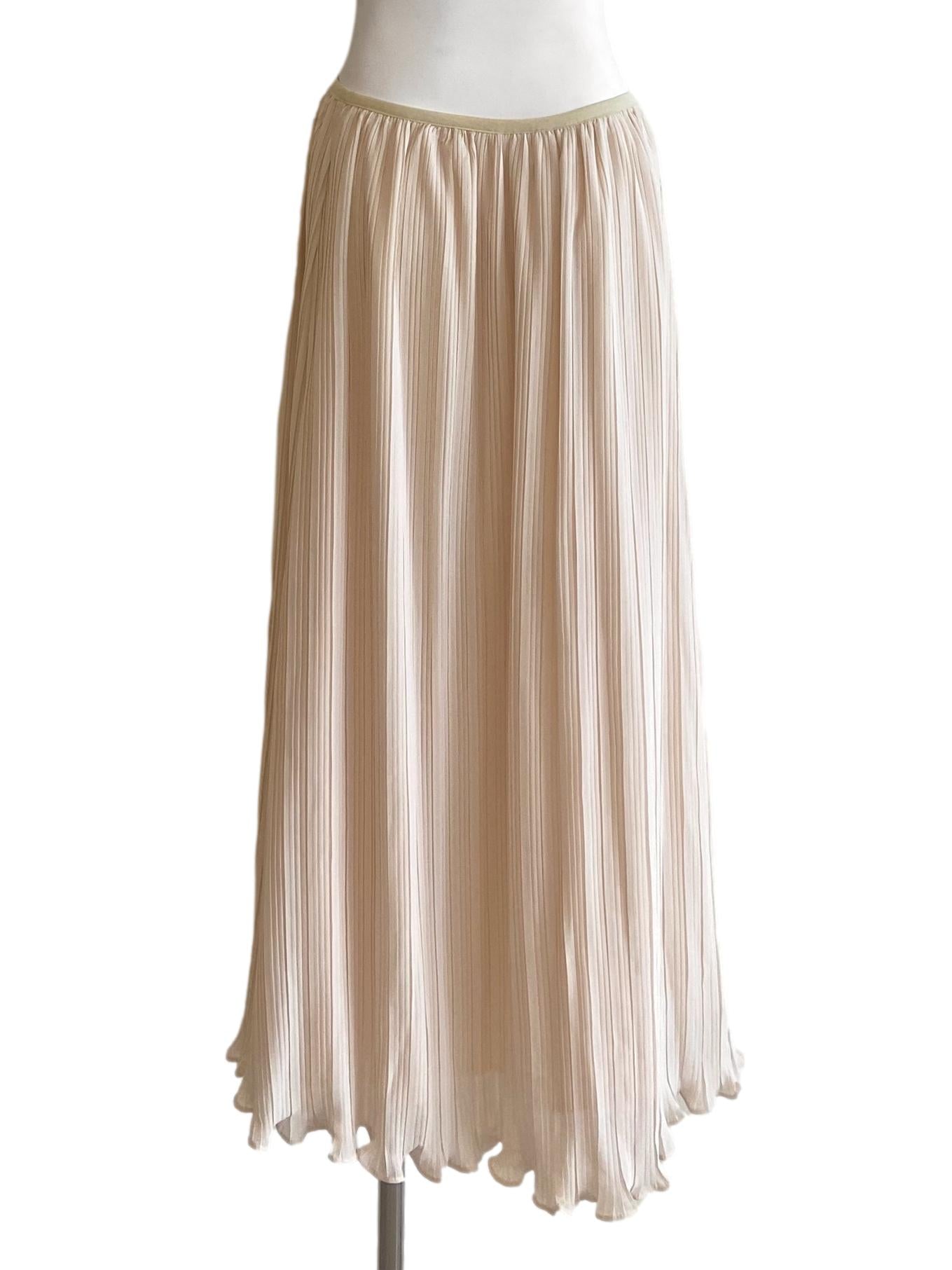 Parchment Beige Pleated Skirts TWL