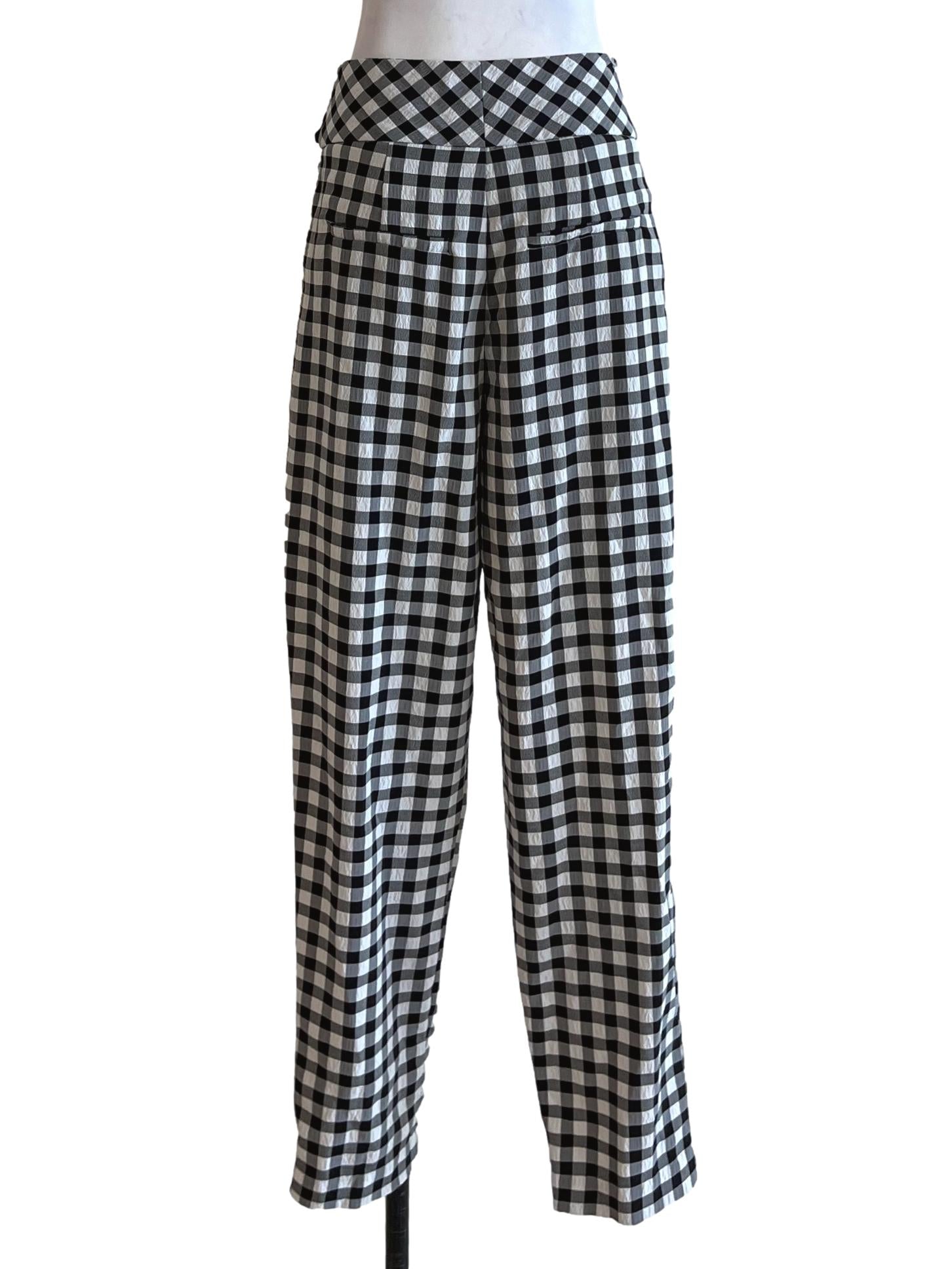 Black Gingham Straight Pants