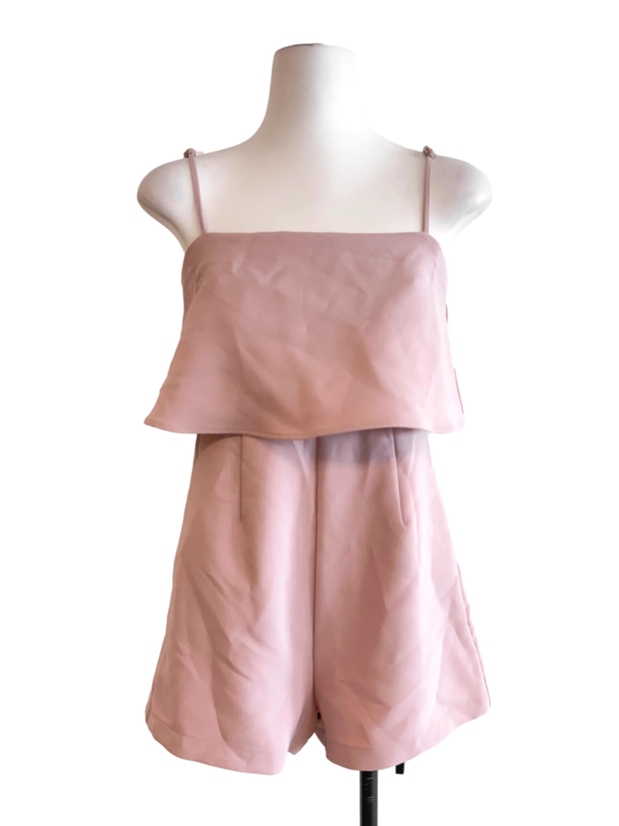 Light Rose Pink Striped Flare Rompers