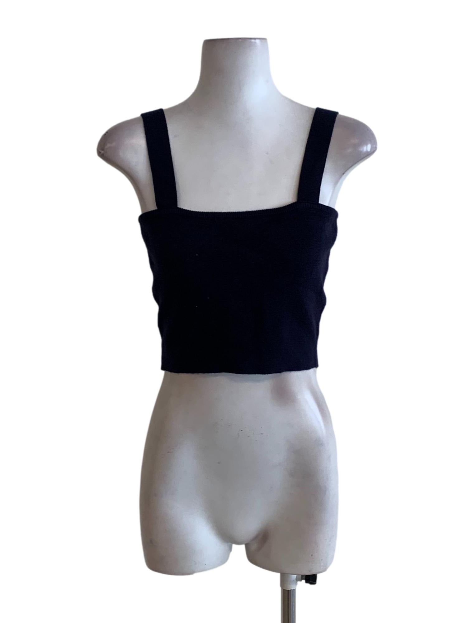 Navy Blue Candy Stripe Cropped Tank Top