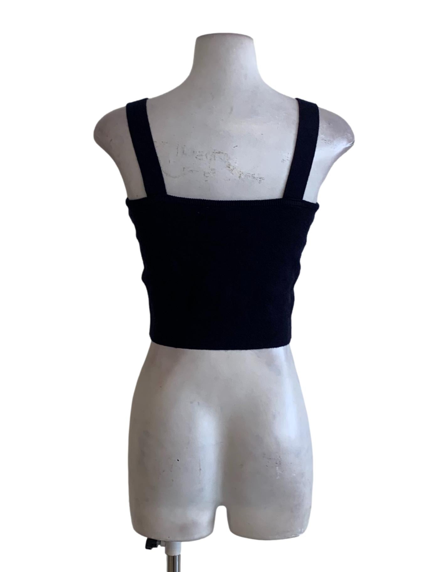 Navy Blue Candy Stripe Cropped Tank Top