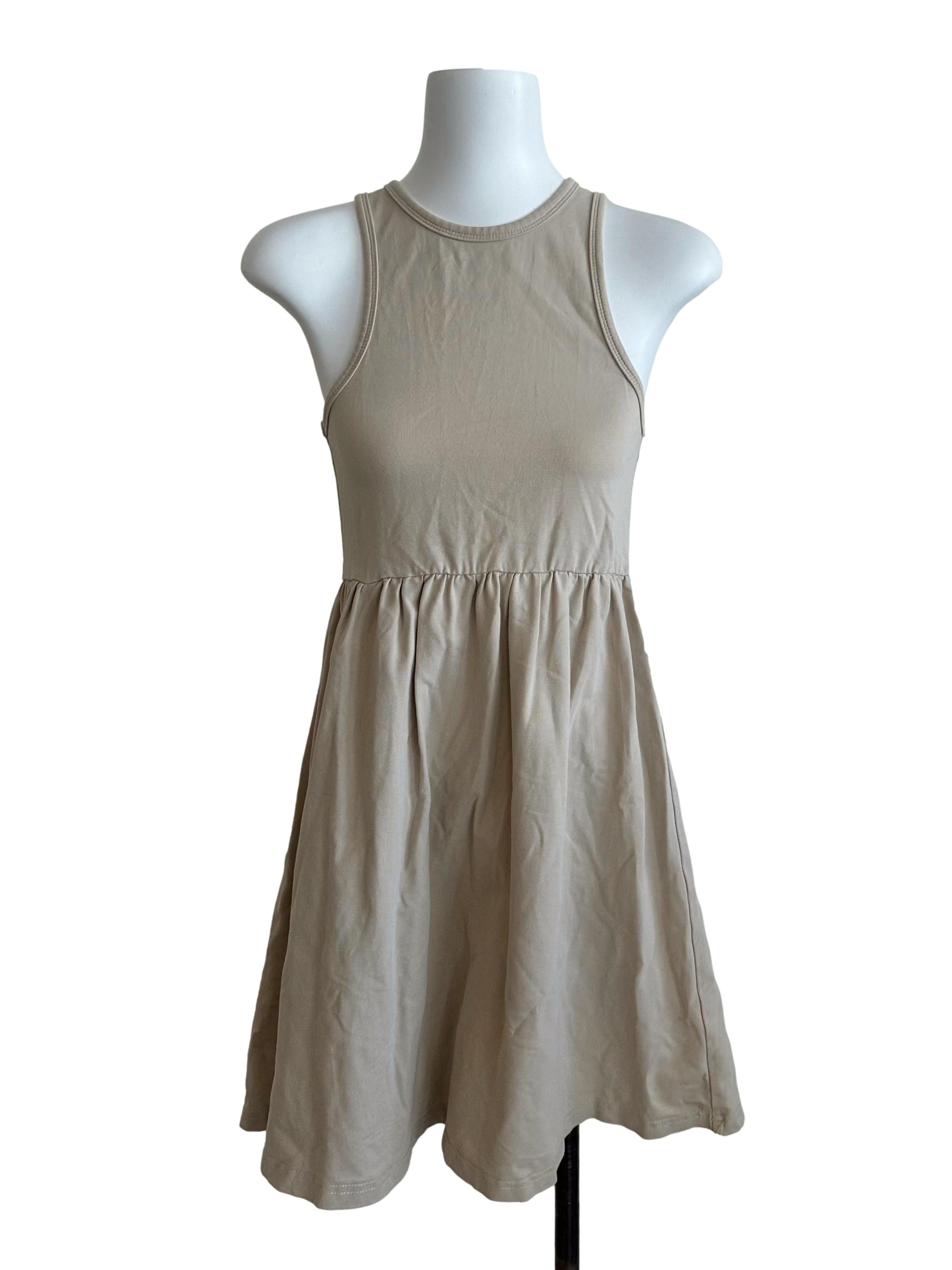 Sand Beige Halter A Line Dress