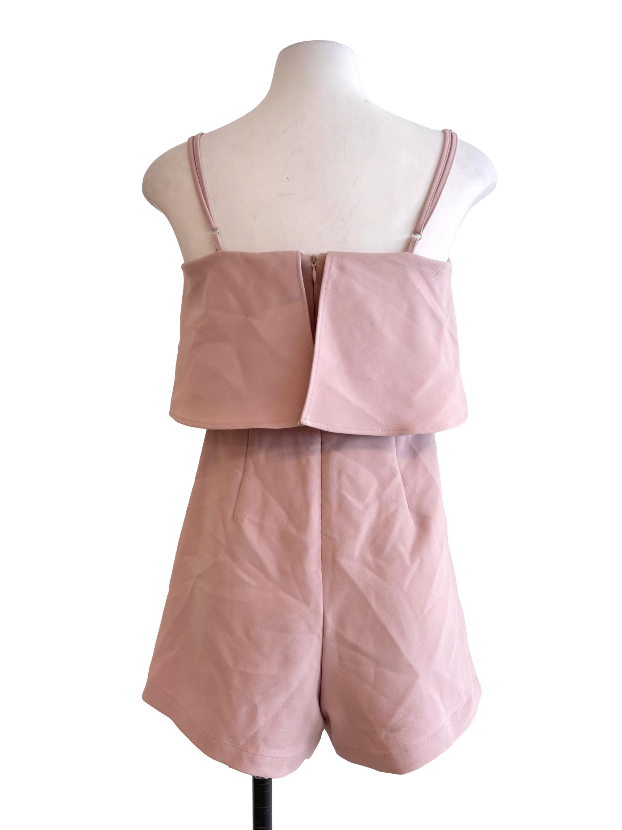 Light Rose Pink Striped Flare Rompers