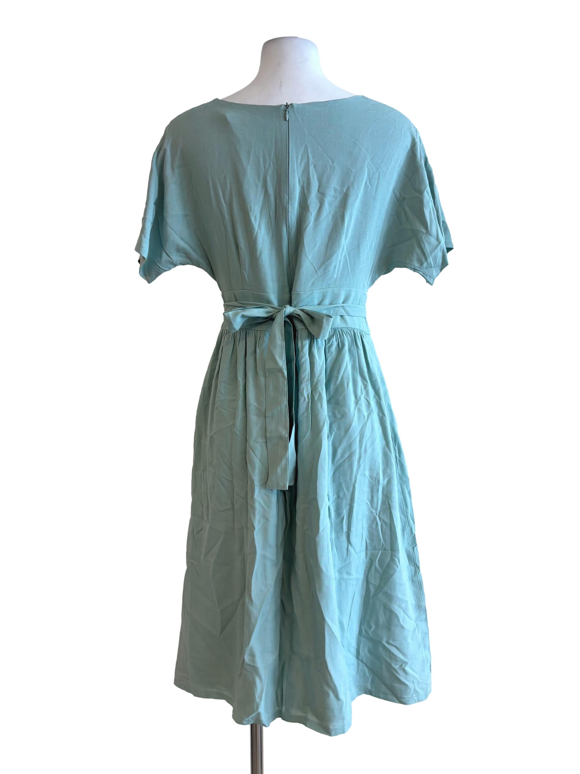 Tiffany Green V-Neck A-Line Dress