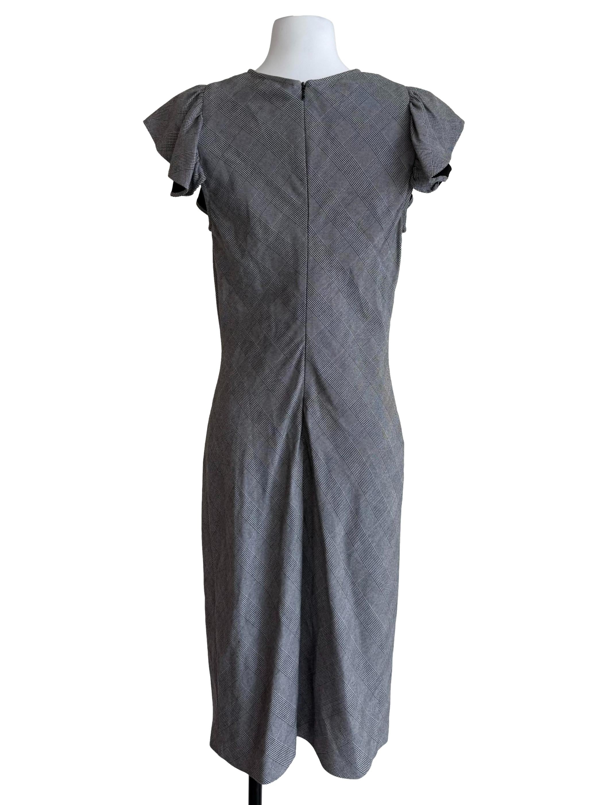 Shadow Houndstooth Cape Yoke  Dress