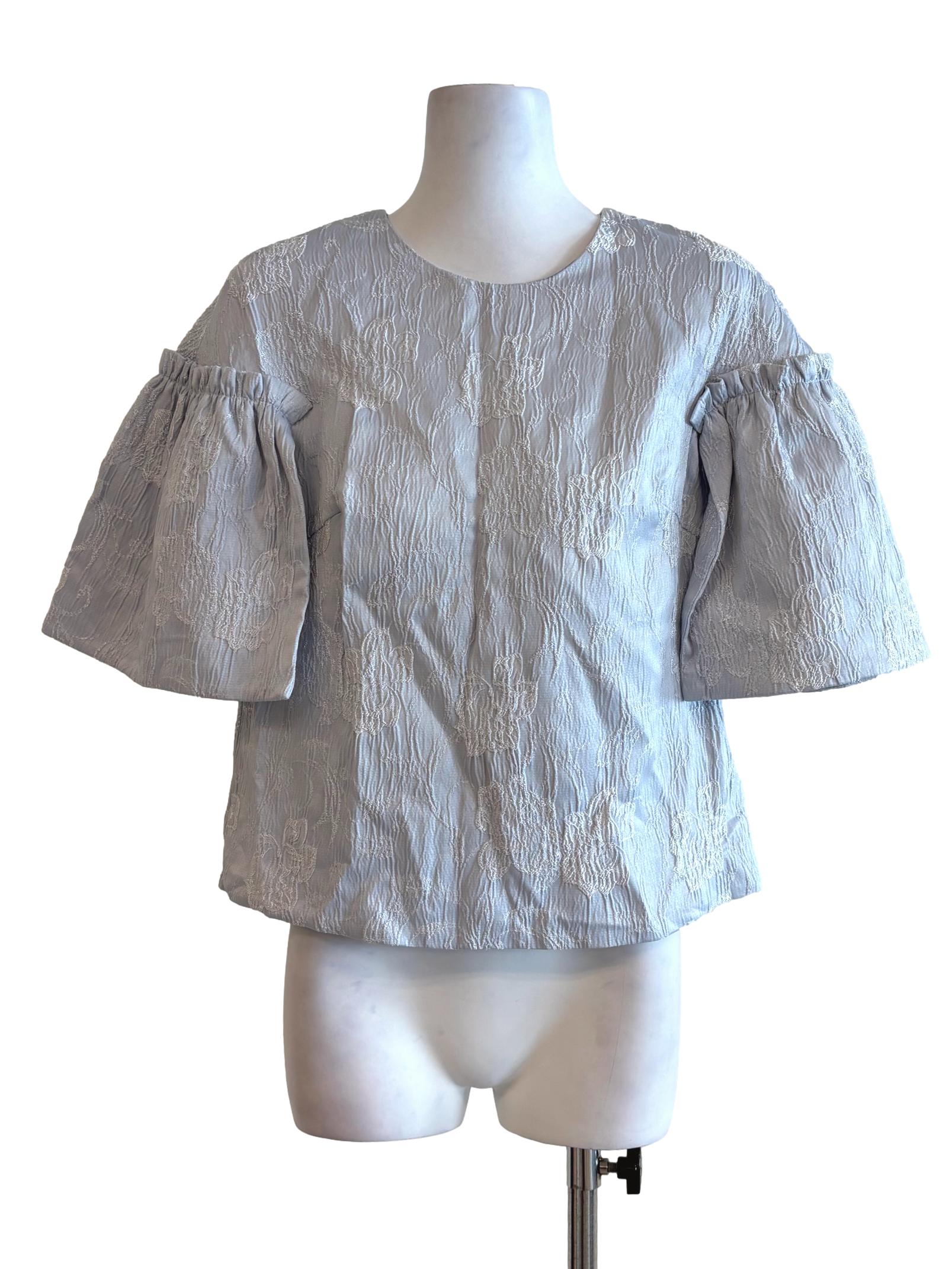 Powder Blue Slit Sleeve Textured Blouse LB