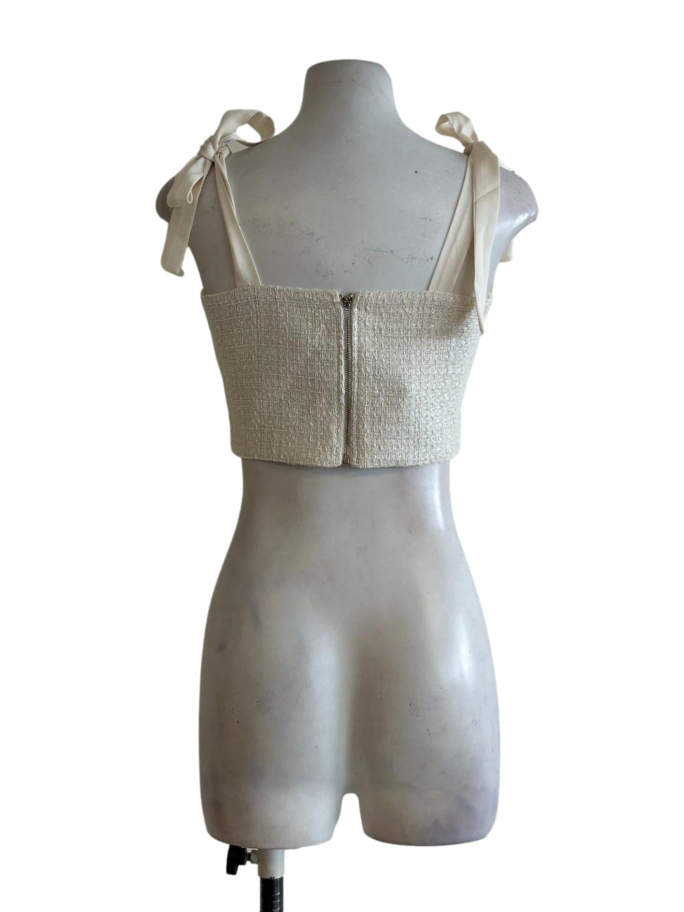 Cream Tweed Tube Top
